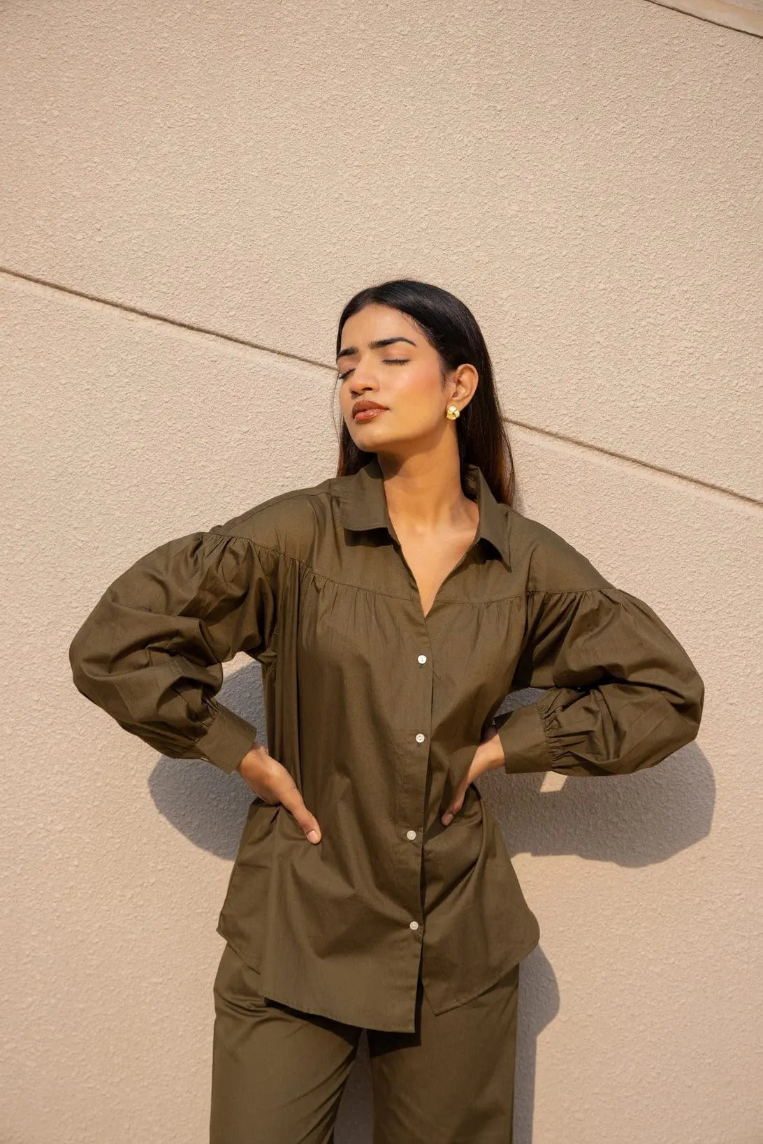 Aravali Co-ord Set - Olive