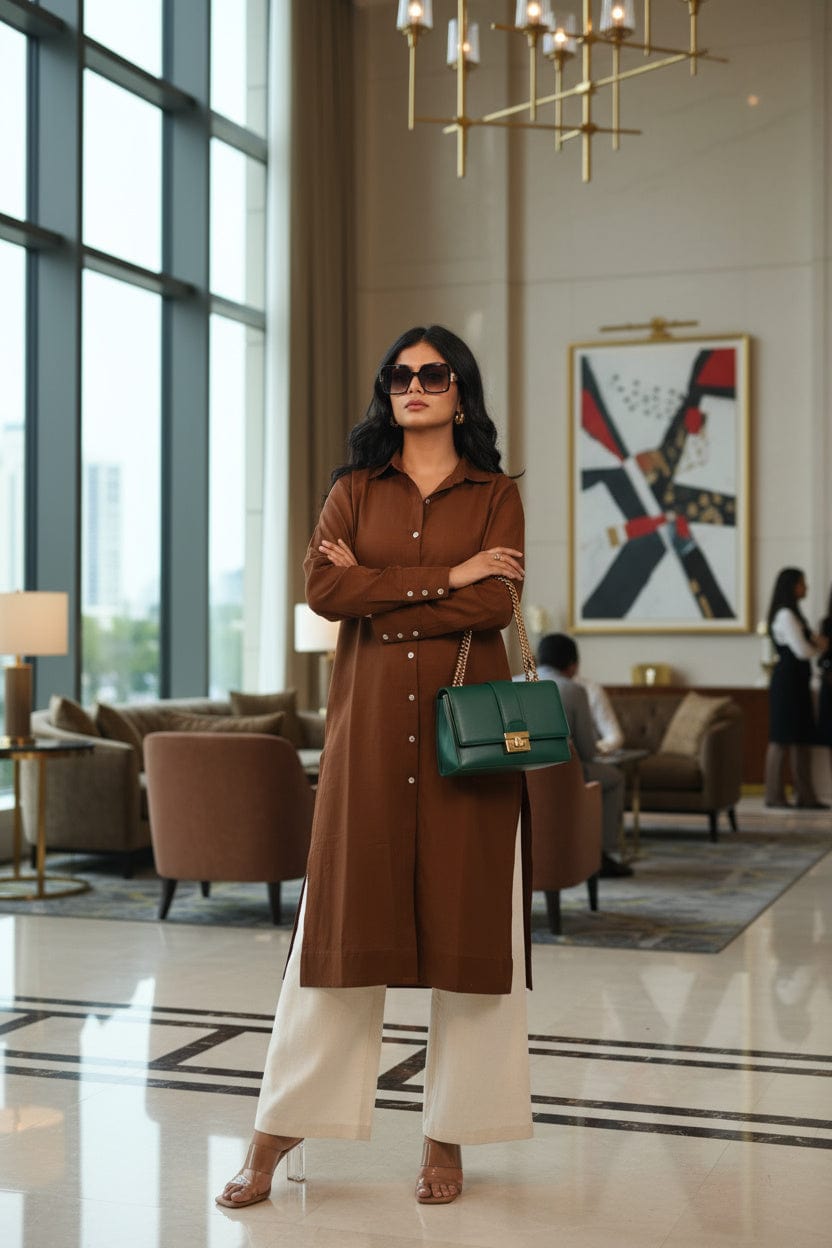 Long Shirt Kurta - Earth Brown