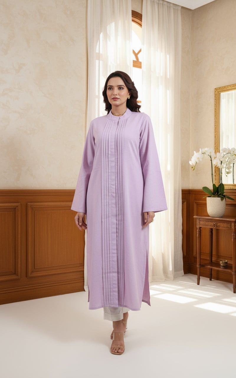 Pleated Long Kurta - Lavender Mist