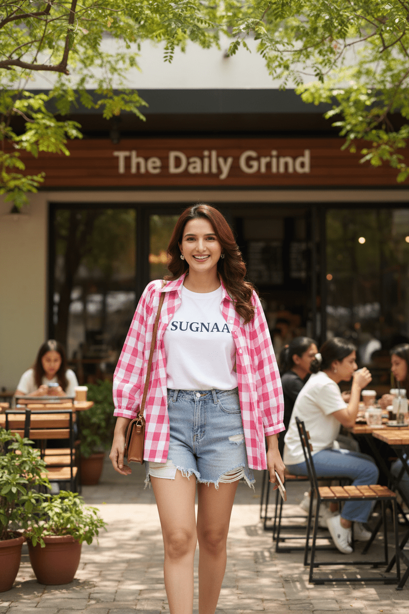 Gingham Check Shirt - Pink