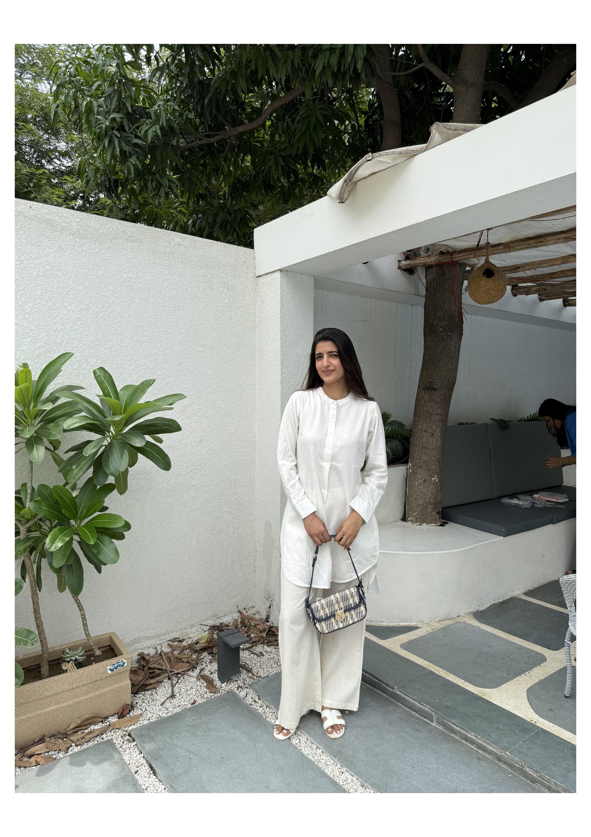 High Low Midi Kurta - Vanilla