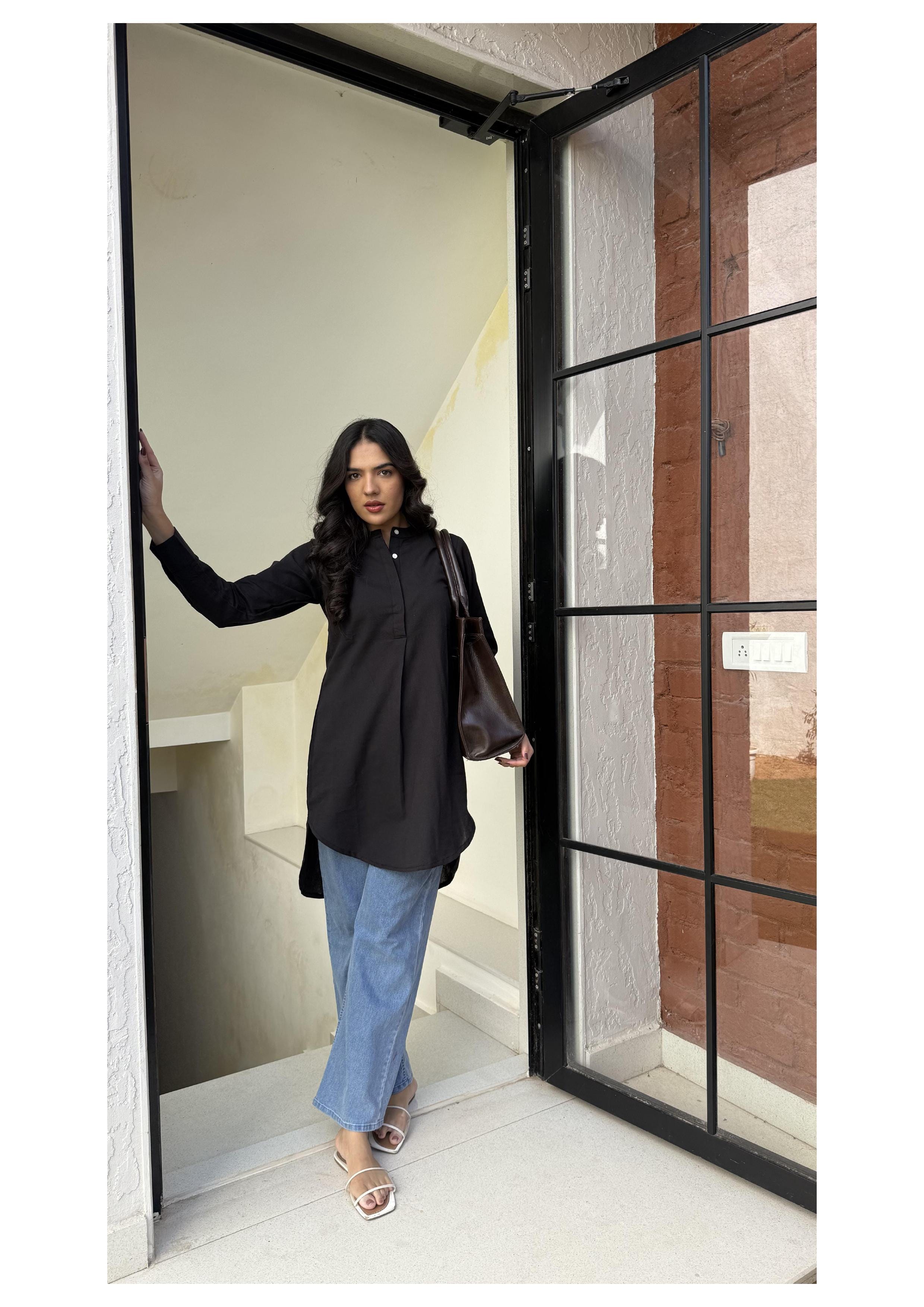 High Low Midi Kurta - Kohl Black