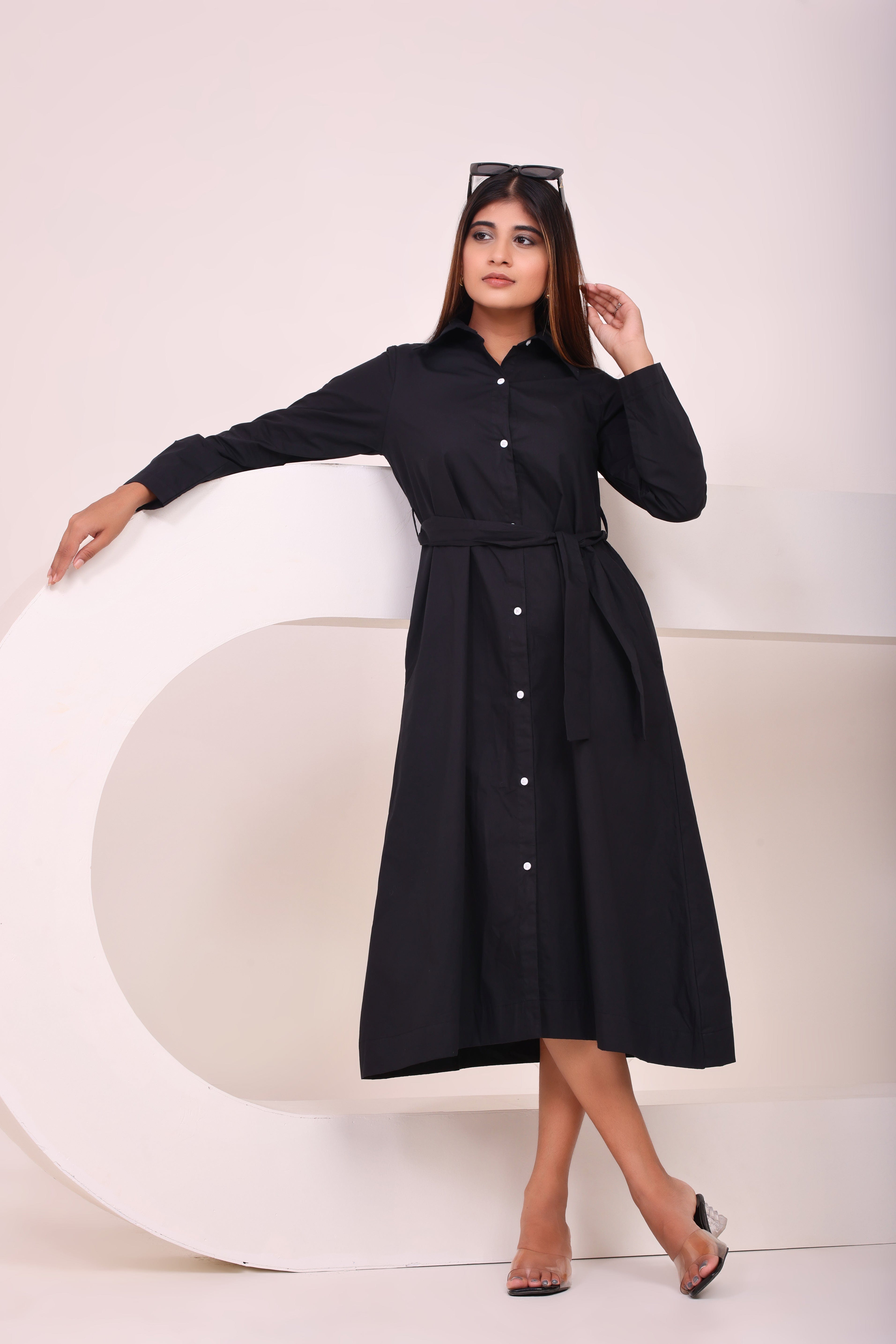 Classic Belted Shirt Dress