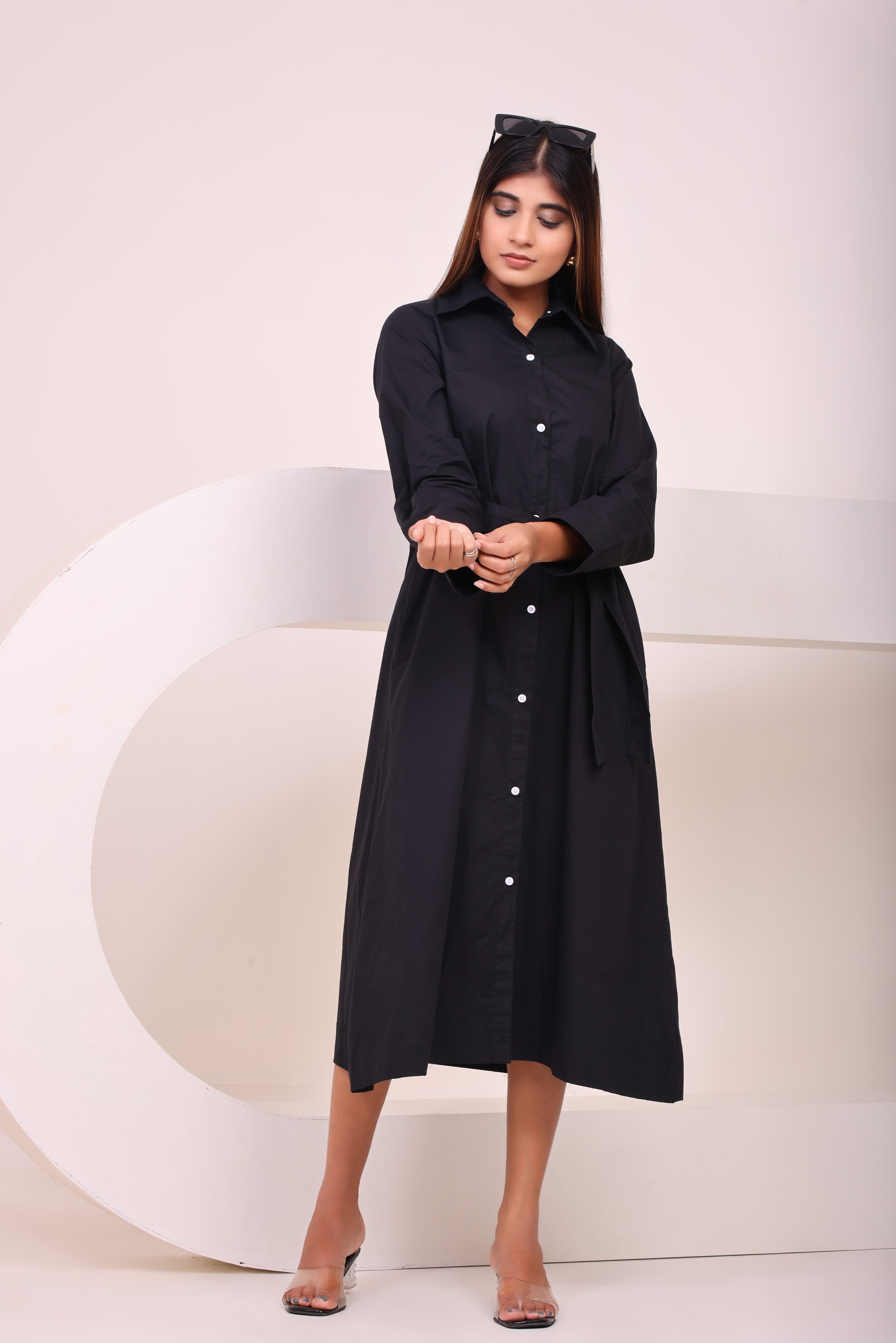 Classic Belted Shirt Dress