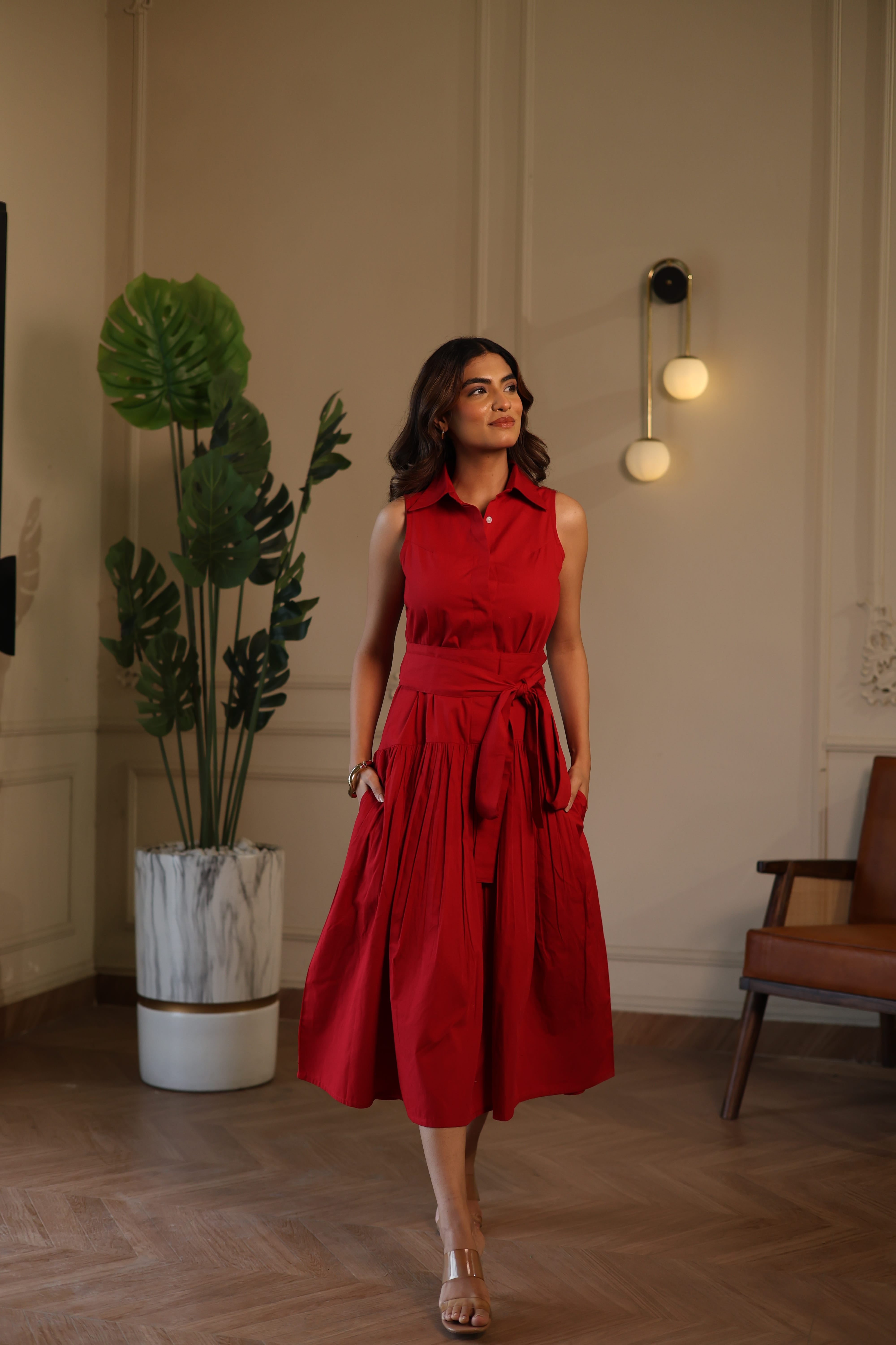 Noa Midi Dress - Red