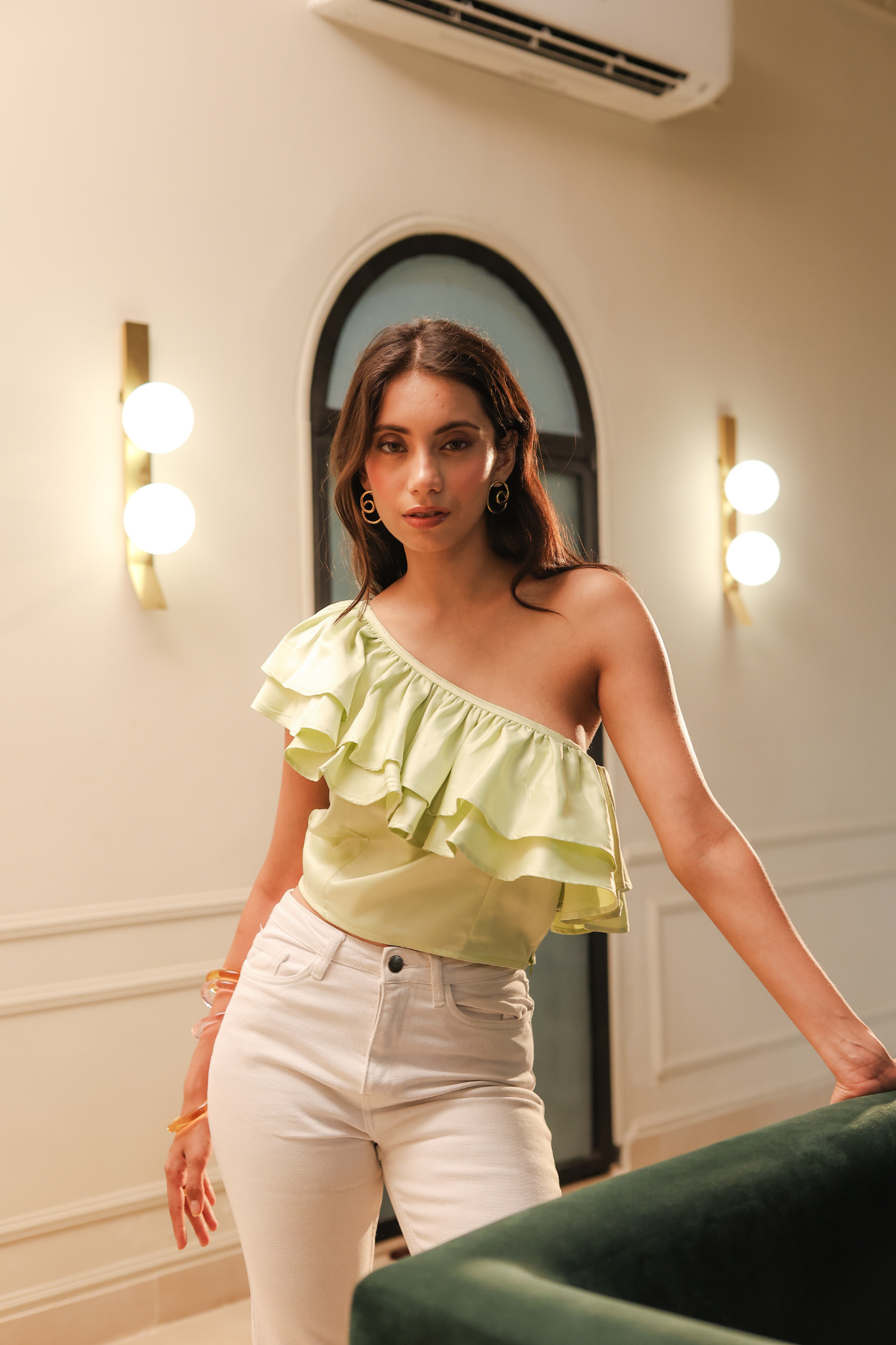 Eve One Shoulder Top - Light Green