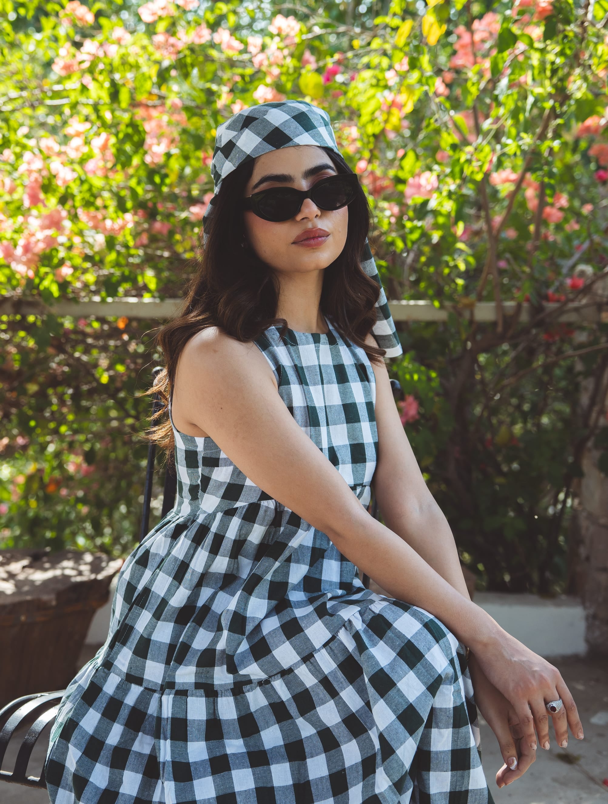 Classic A-Line Gingham Dress - Matcha