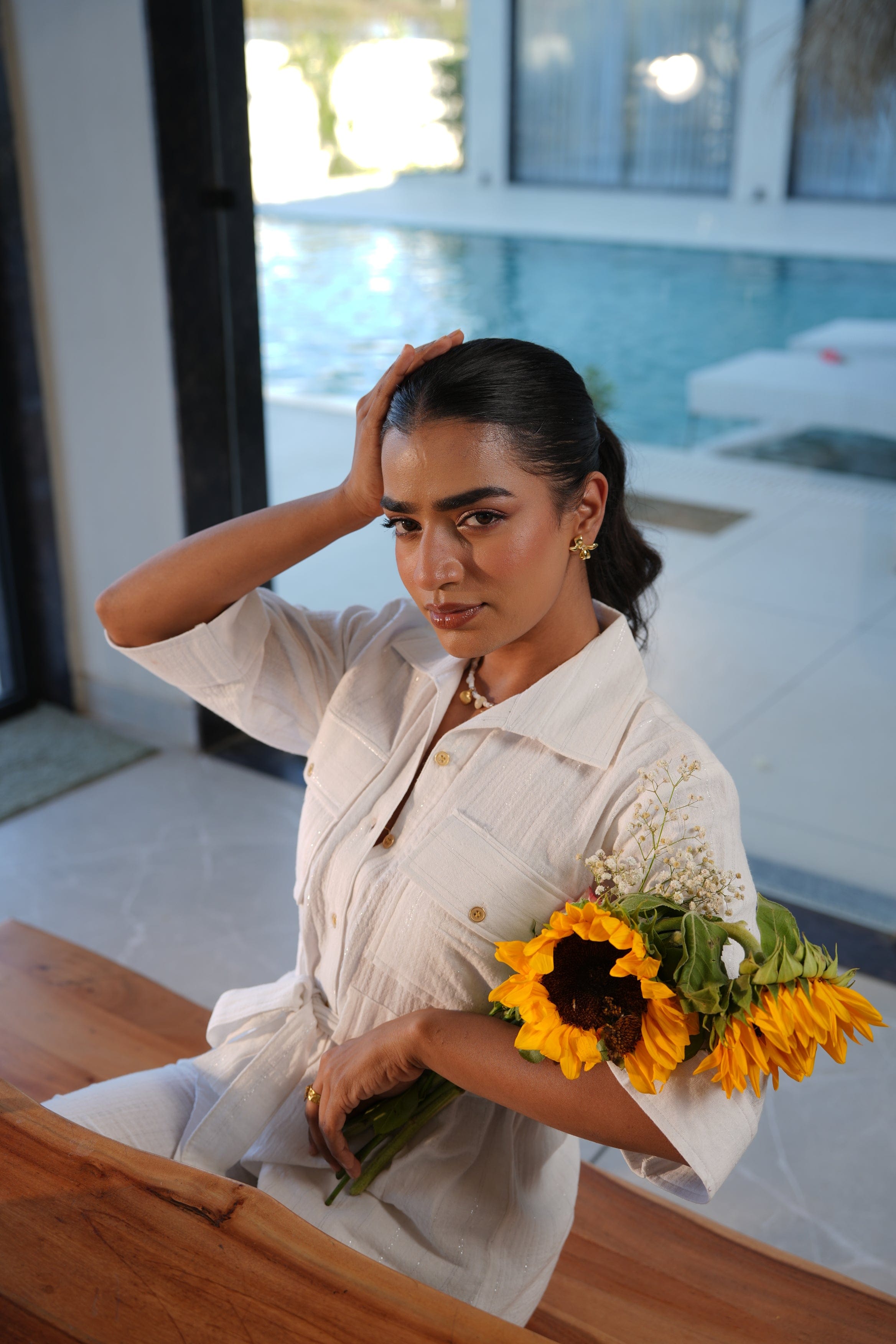 Sofia Knotted Co-ord Set - Ivory