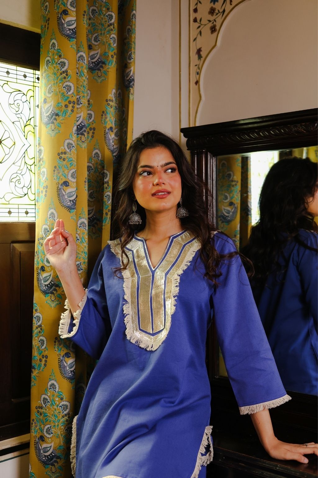 Zoya gota patti cotton farshi salwar co ord set - blue