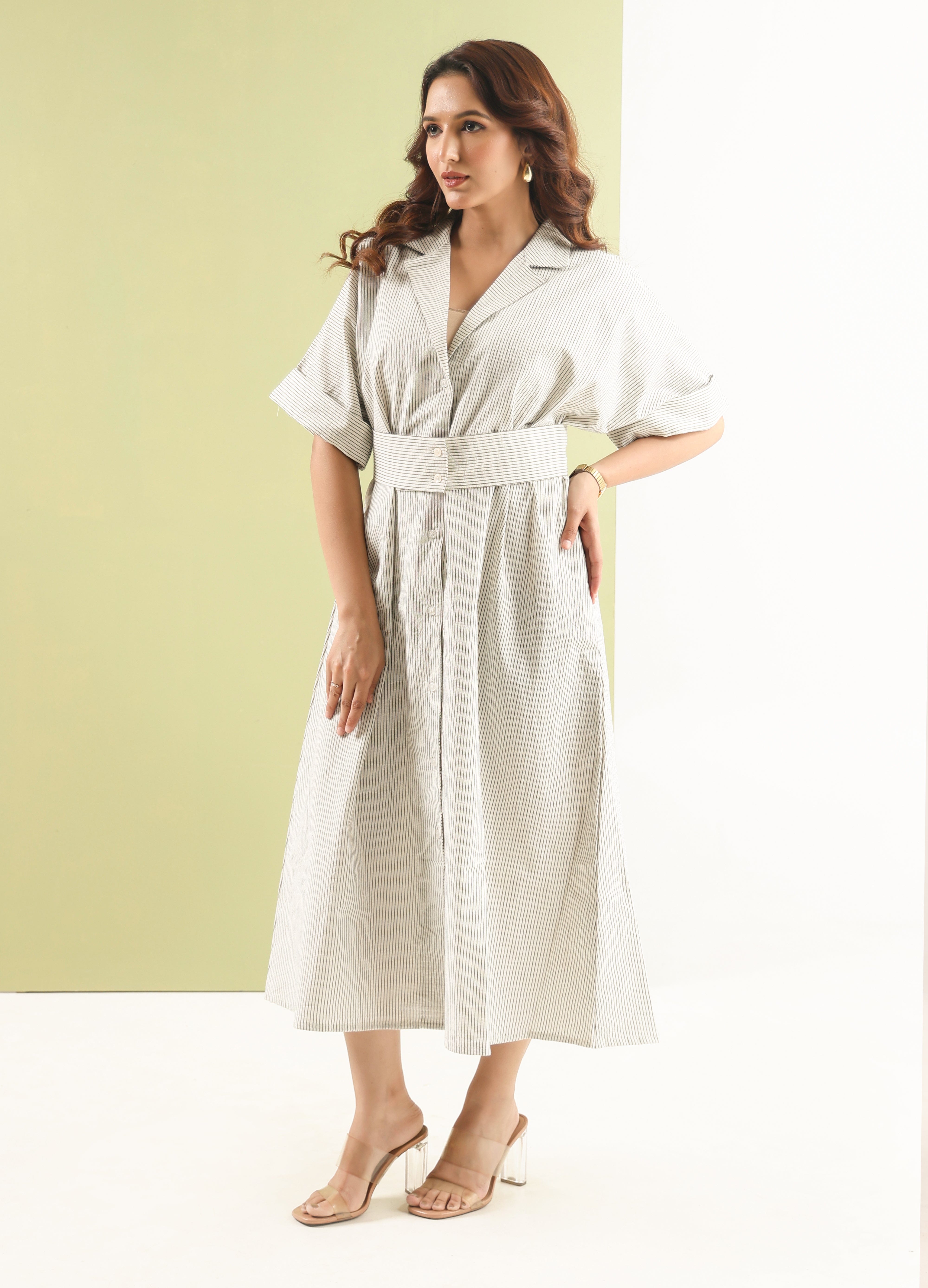 Belted Shirt Maxi Dress