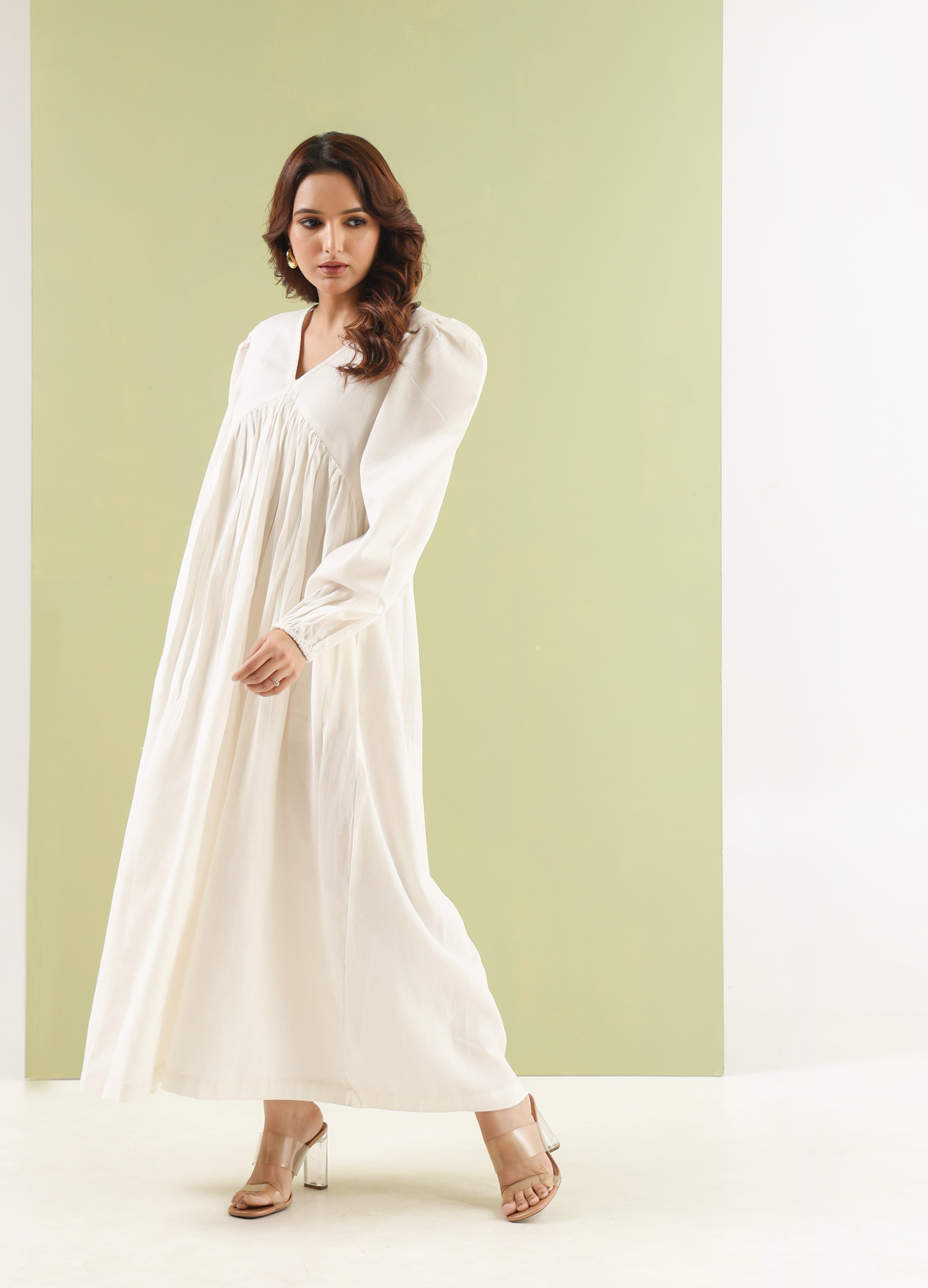 Gathered Maxi Dress - Vanilla