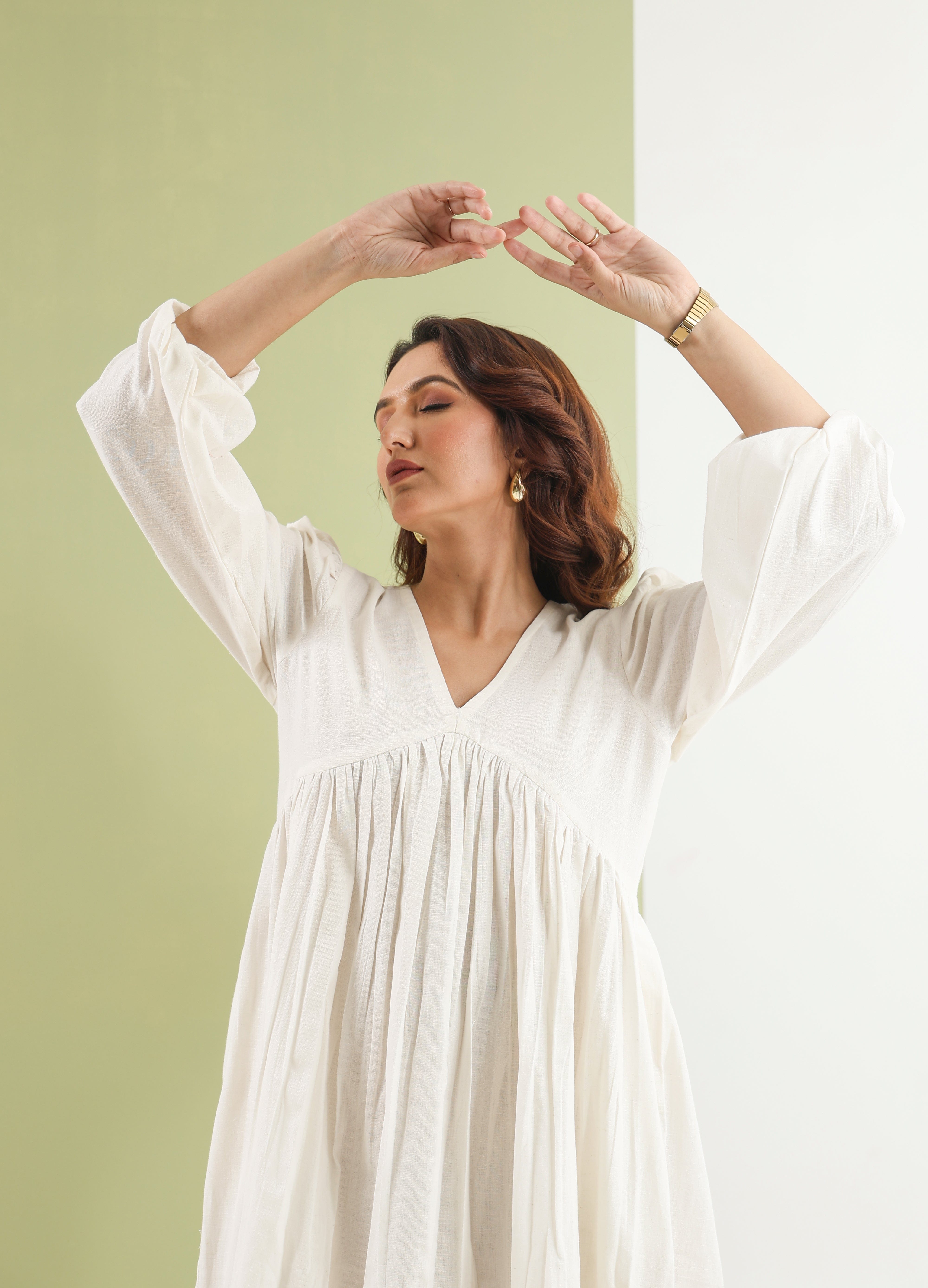 Gathered Maxi Dress - Vanilla