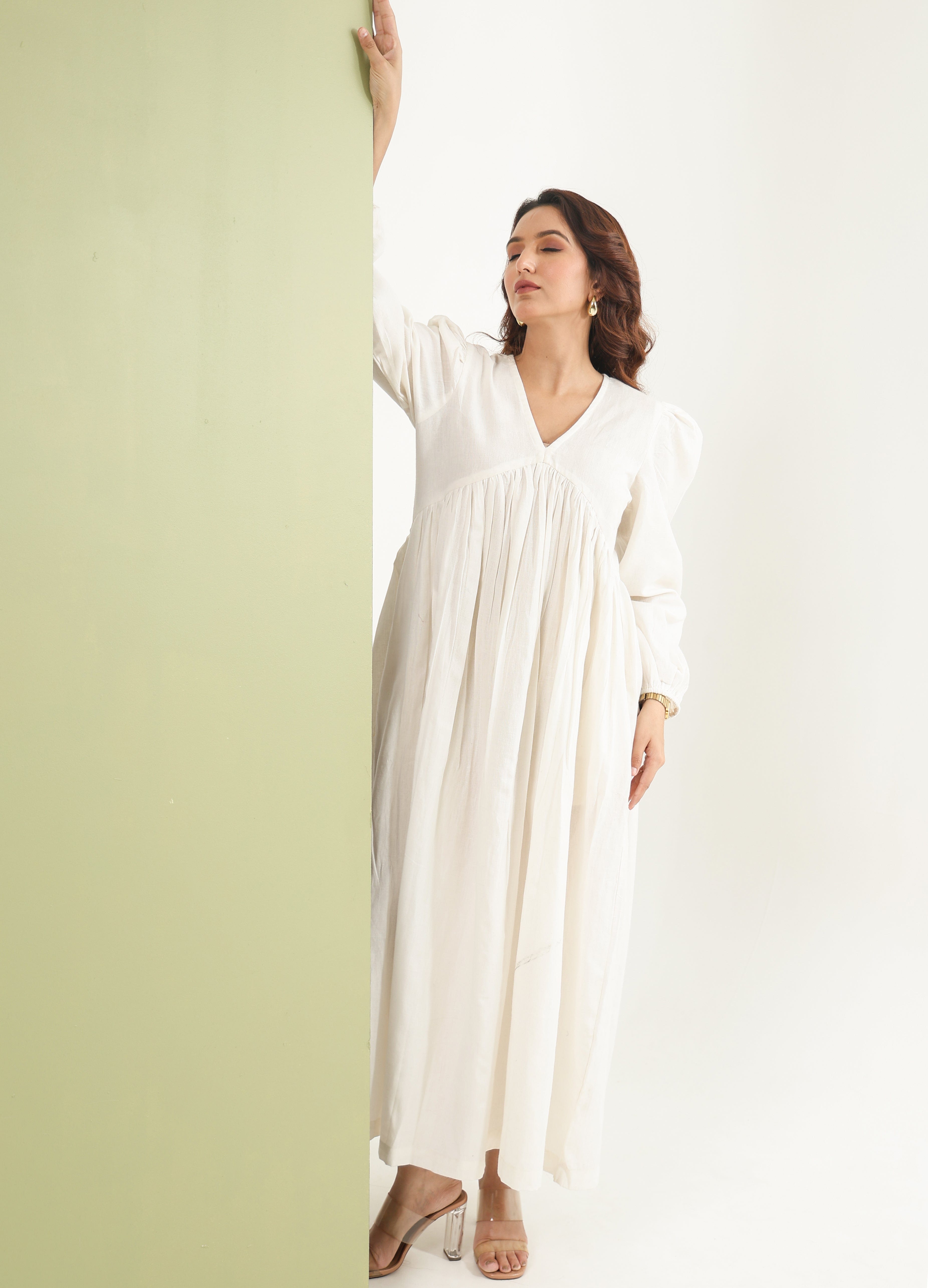 Gathered Maxi Dress - Vanilla