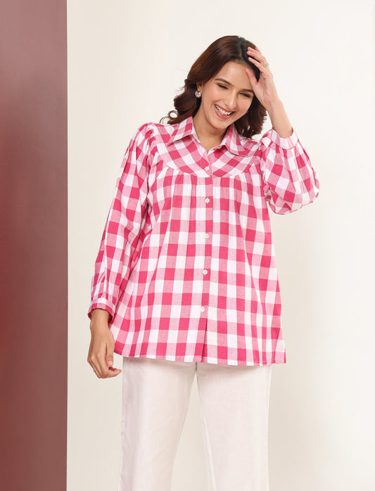 Gingham Check Shirt - Pink