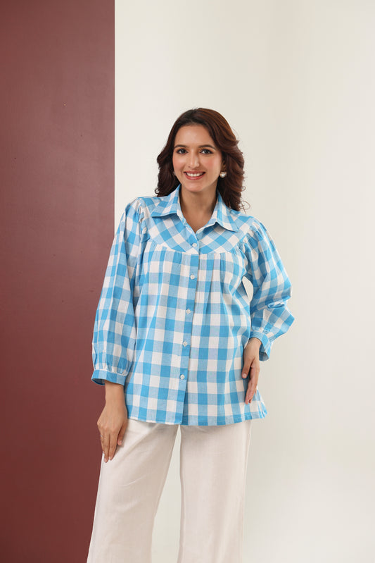 Gingham Check Shirt - Blue