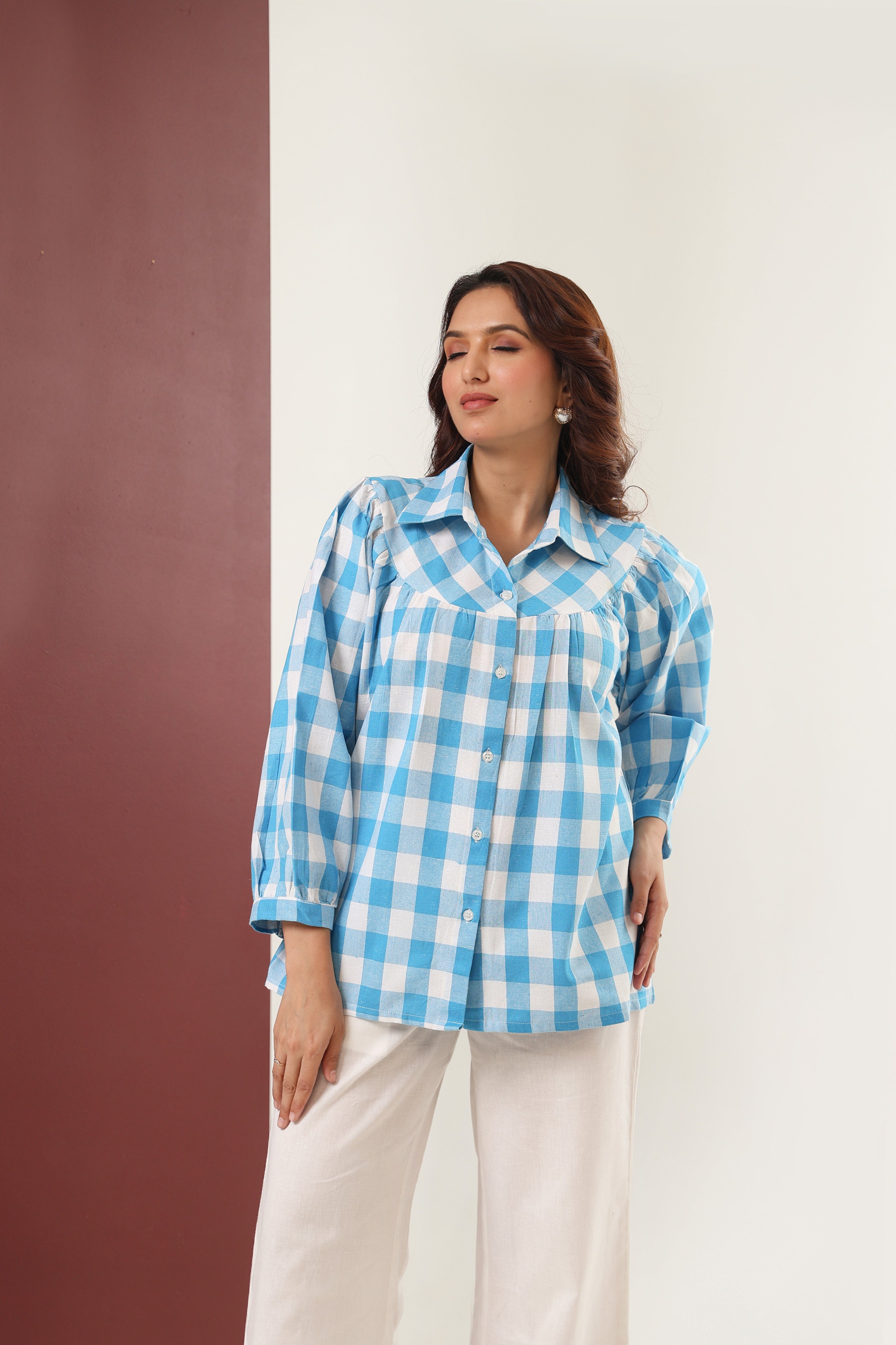 Gingham Check Shirt - Blue