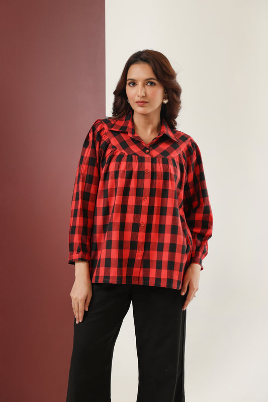Gingham Check Shirt - Red