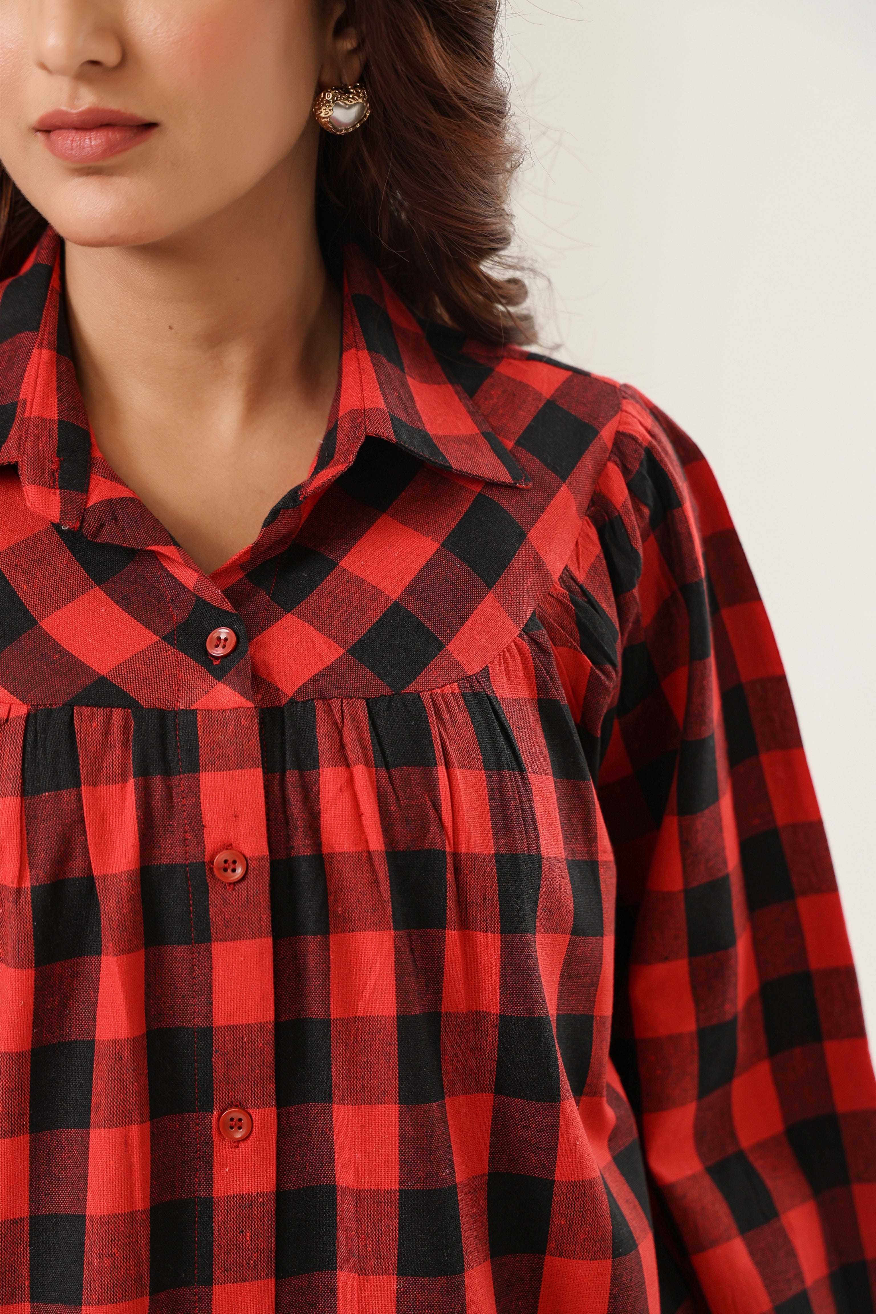 Gingham Check Shirt - Red