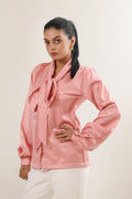 Elle Bow Blouse Top - Pink