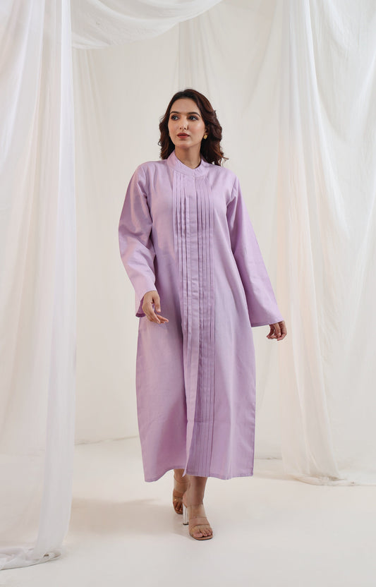 Pleated Long Kurta - Lavender Mist