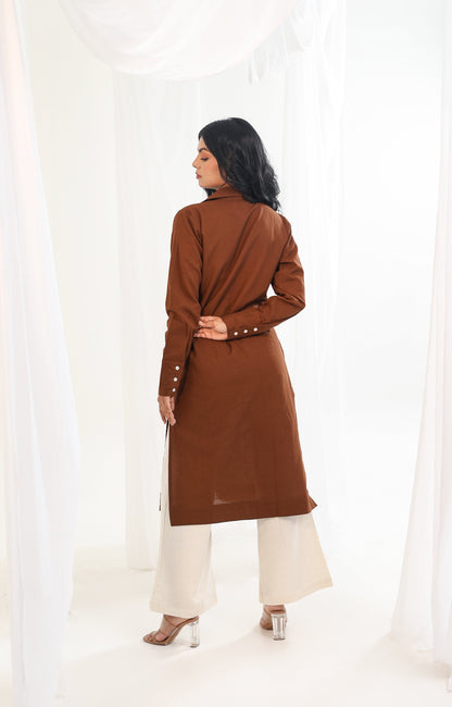 Long Shirt Kurta - Earth Brown