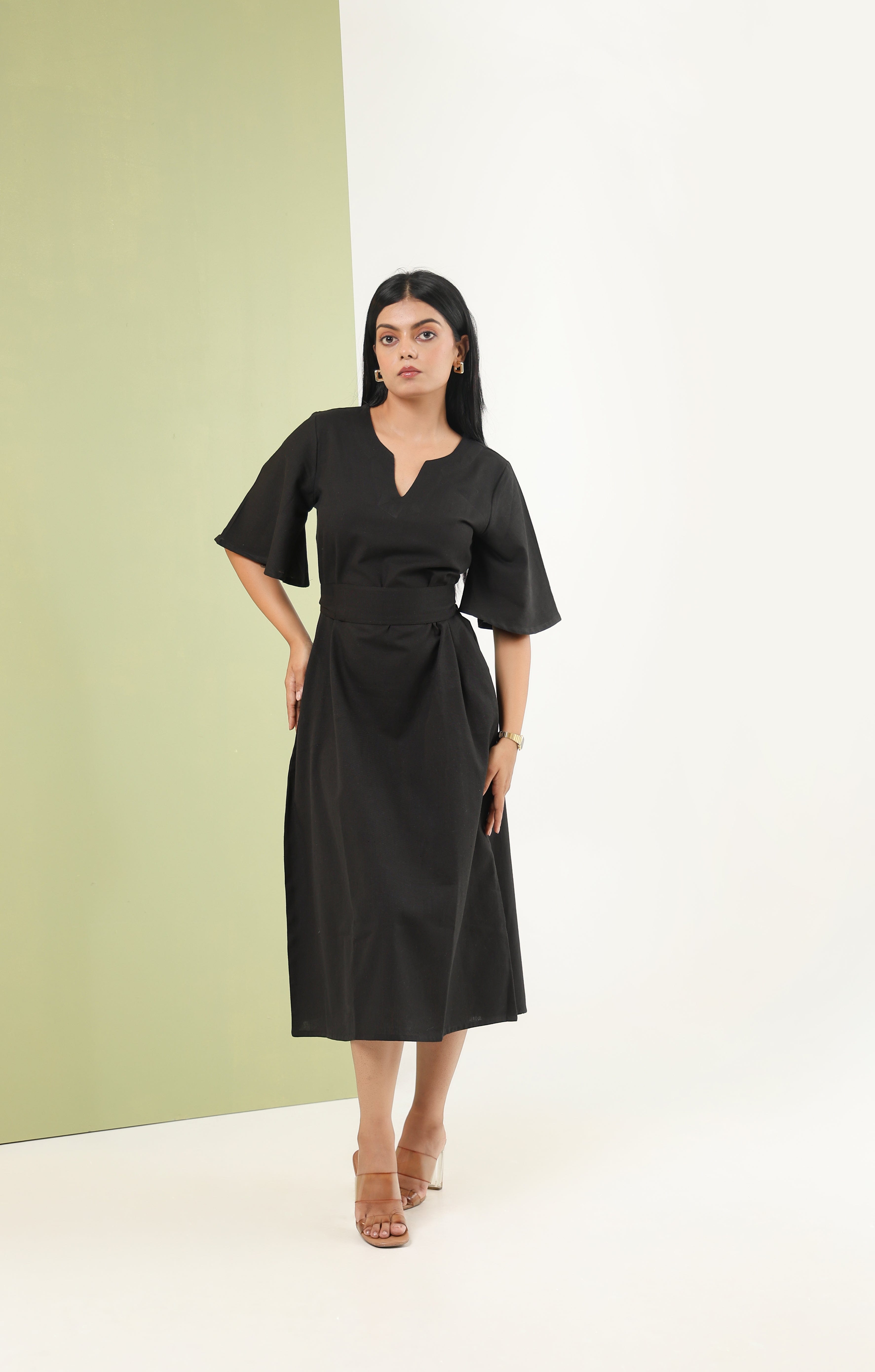Tie-up Midi Dress - Kohl Black