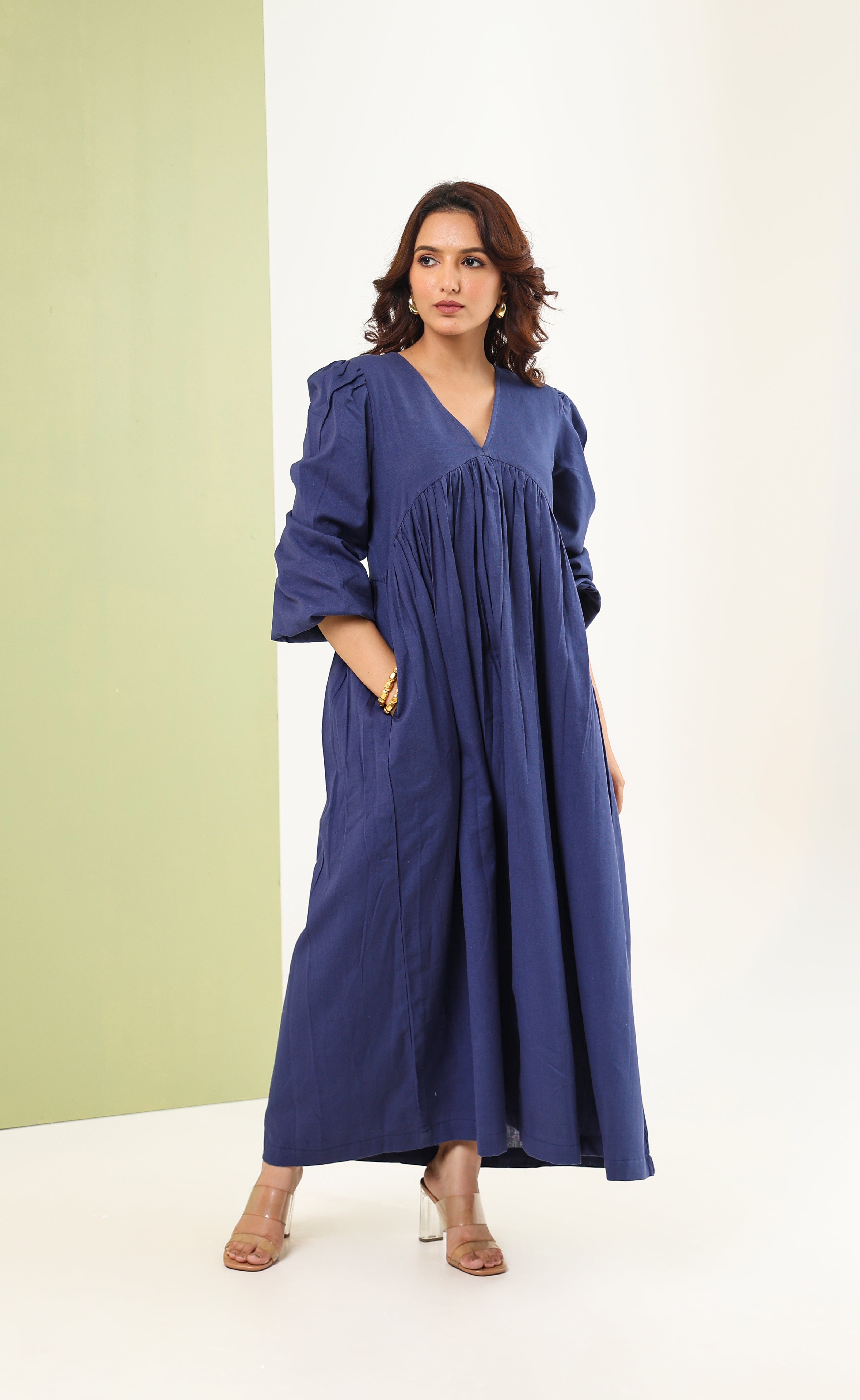 Gathered Maxi Dress - Royal Blue