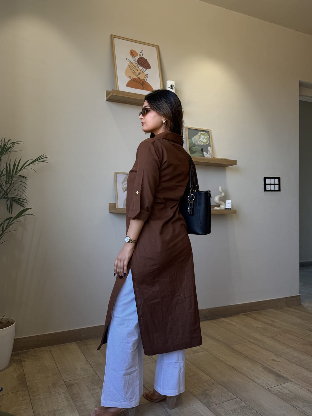 Sunehri Kurta - Mocha