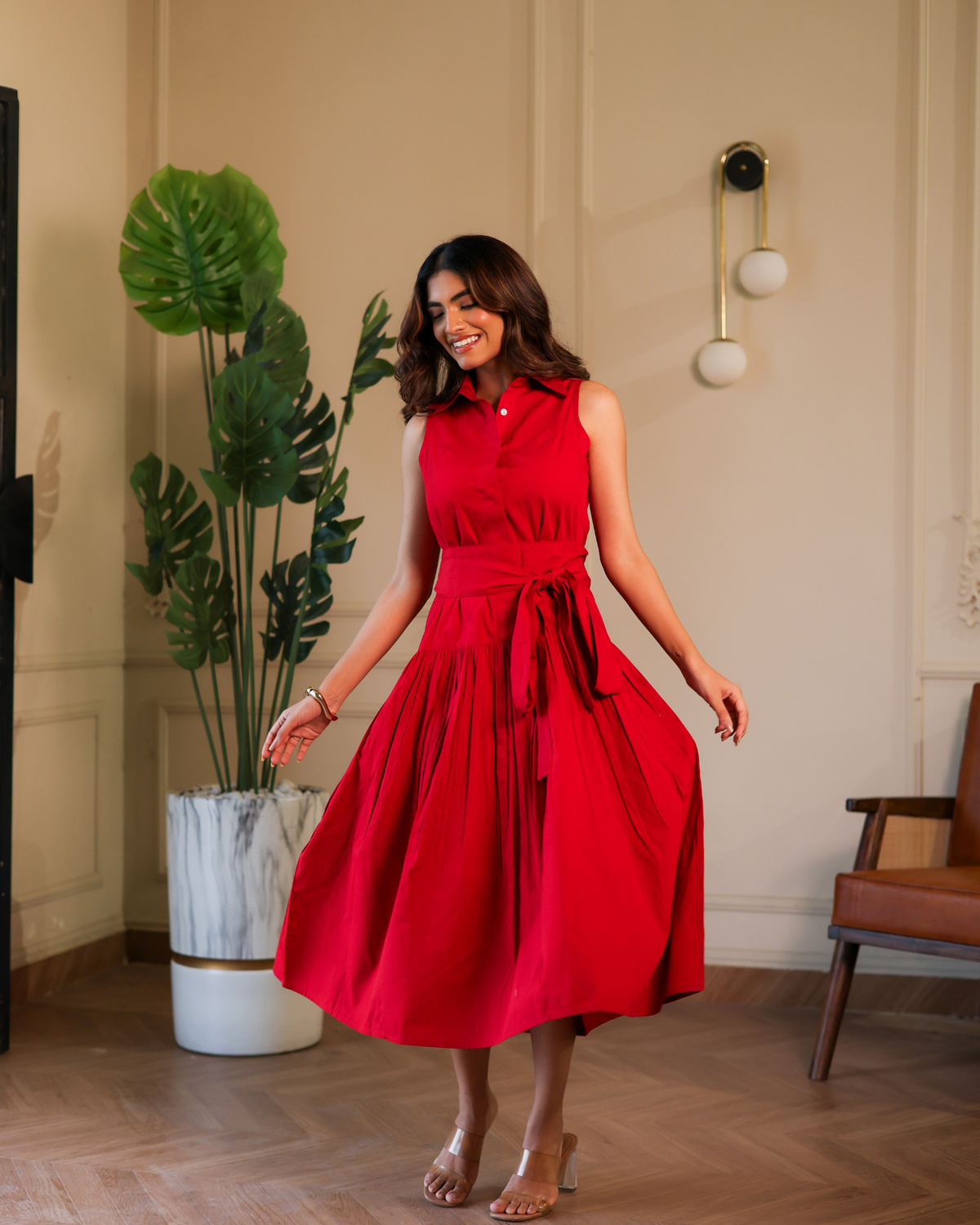 Noa Midi Dress - Red