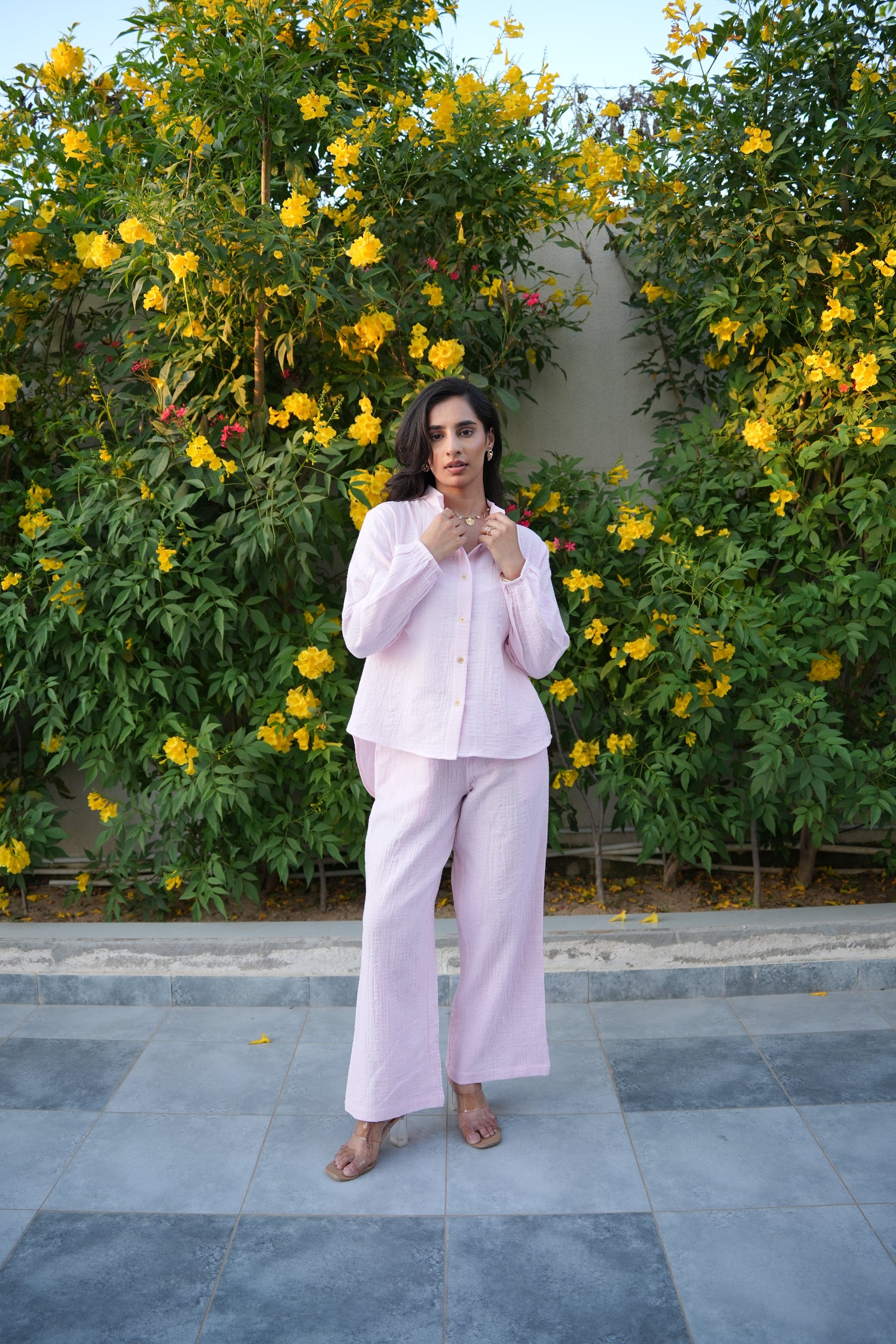 Selene Shirt & Trouser Co-ord - Petal Pink