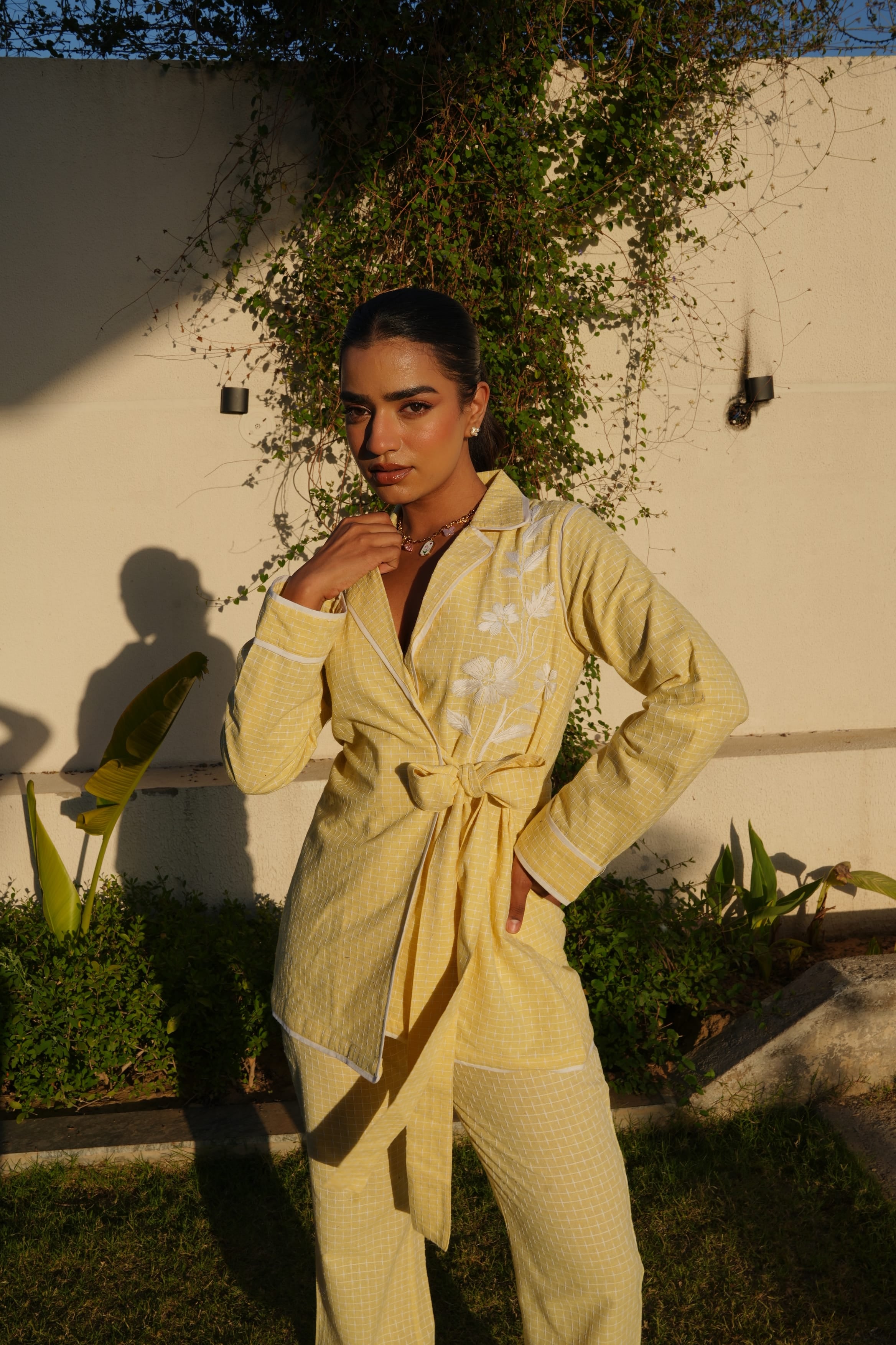 Rhea Embroidered Set - Butter Yellow