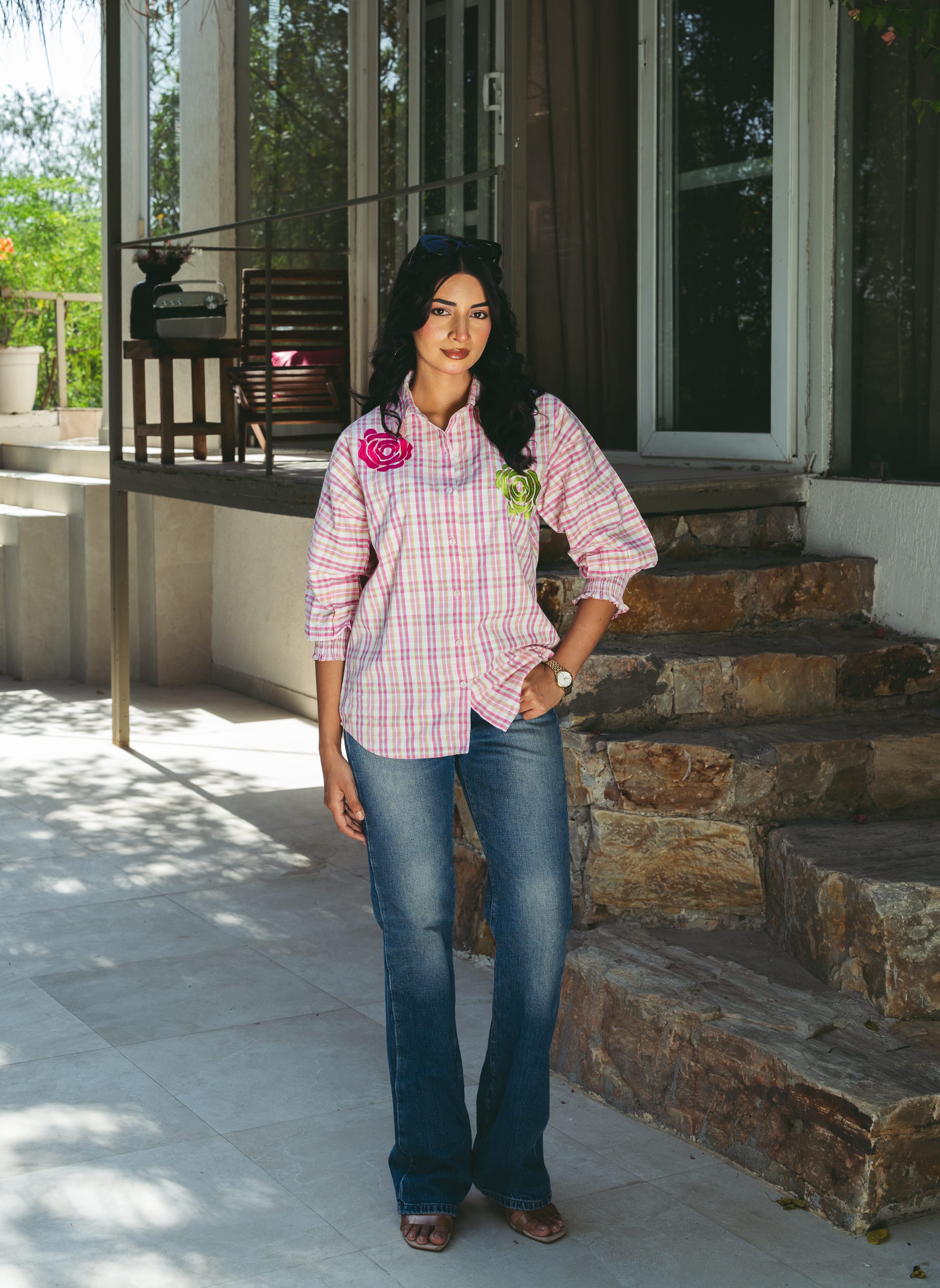 Embroidered Relaxed Fit Shirt - Pink