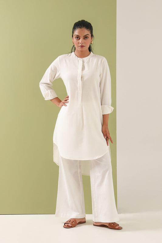 High Low Midi Kurta - Vanilla