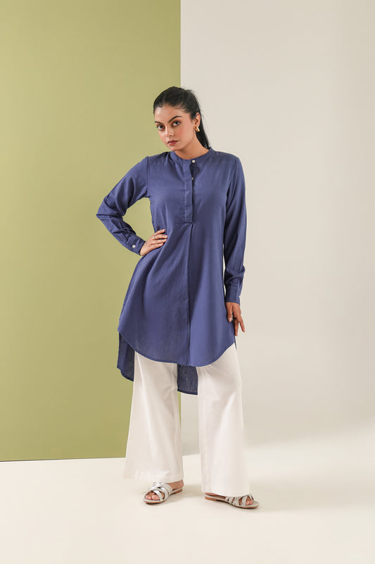 High Low Midi Kurta - Midnight Blue