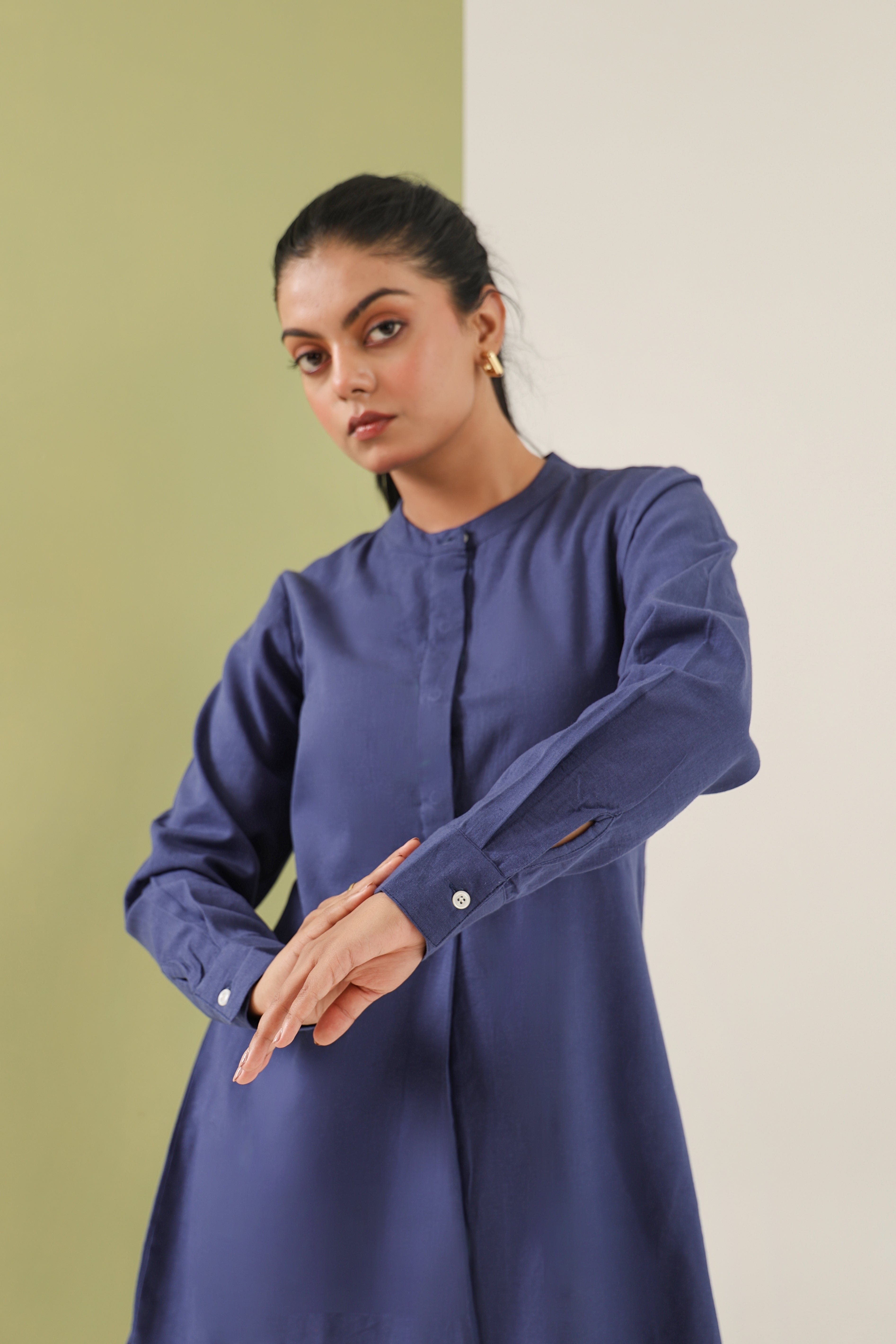 High Low Midi Kurta - Midnight Blue