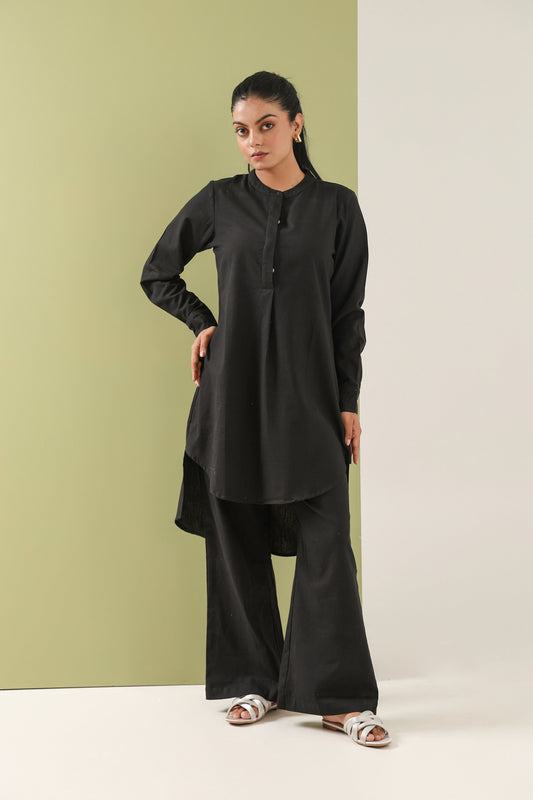 High Low Midi Kurta - Kohl Black