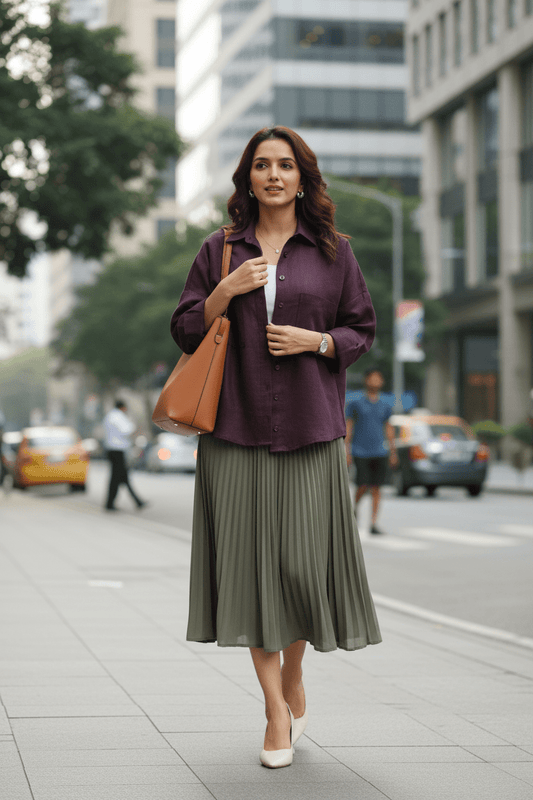Double Pocket Linen Shirt - Jamun