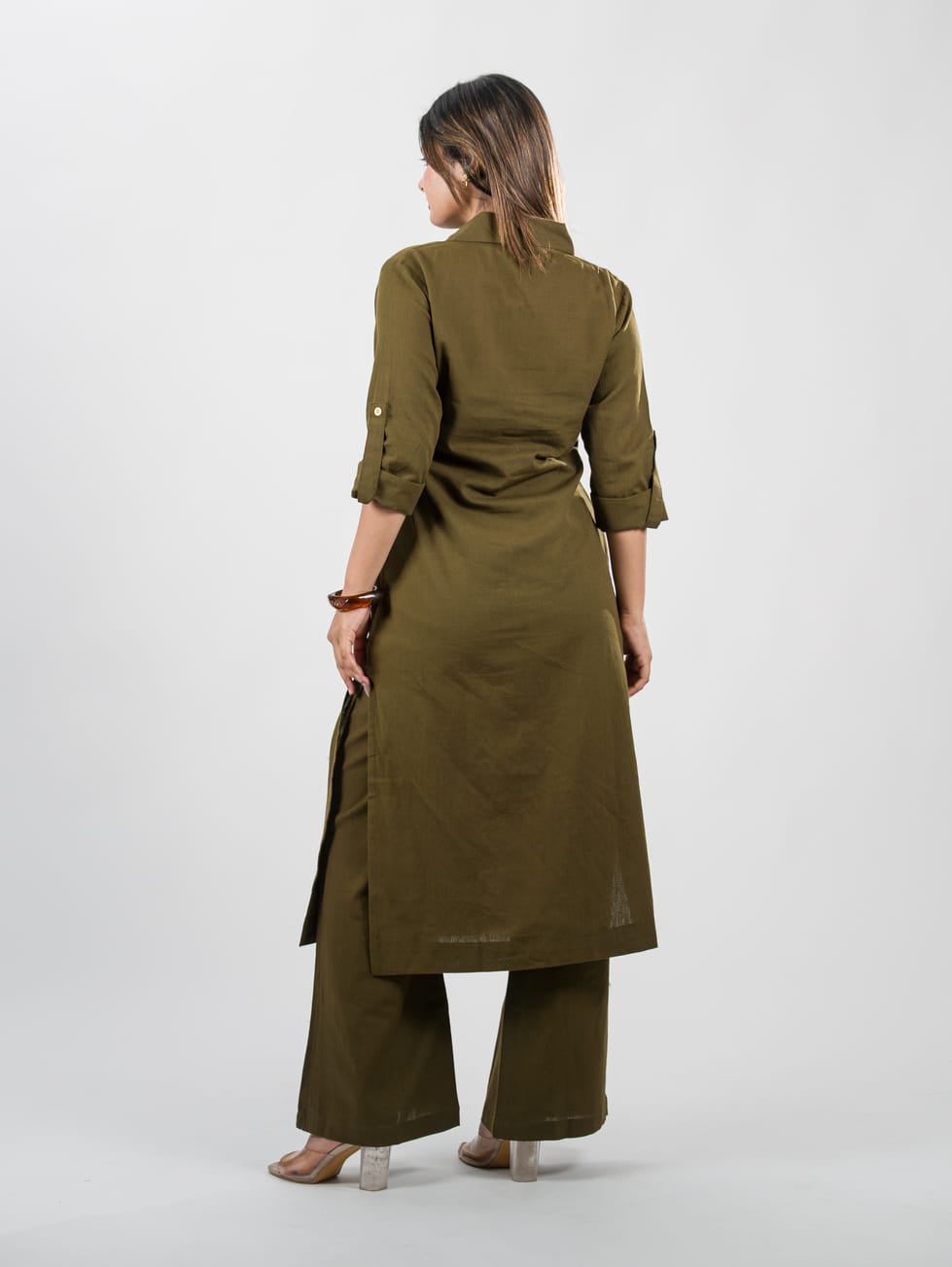 Sunehri Kurta - Olive Green