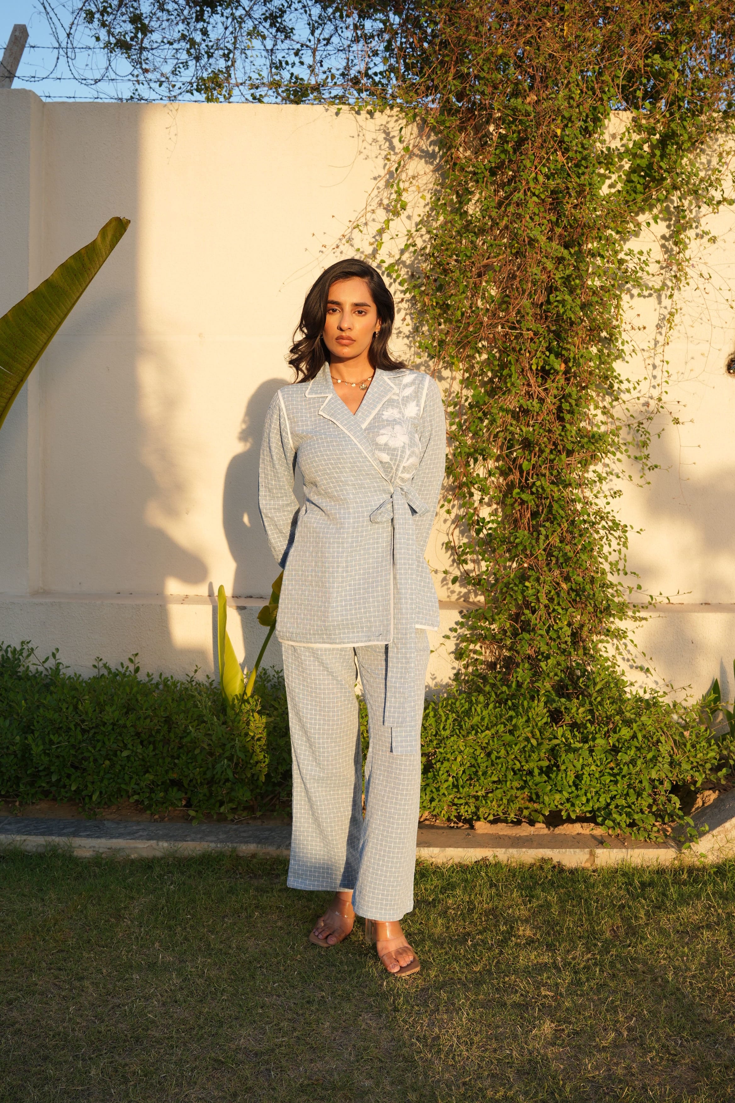 Rhea Embroidered Set - Sky Blue