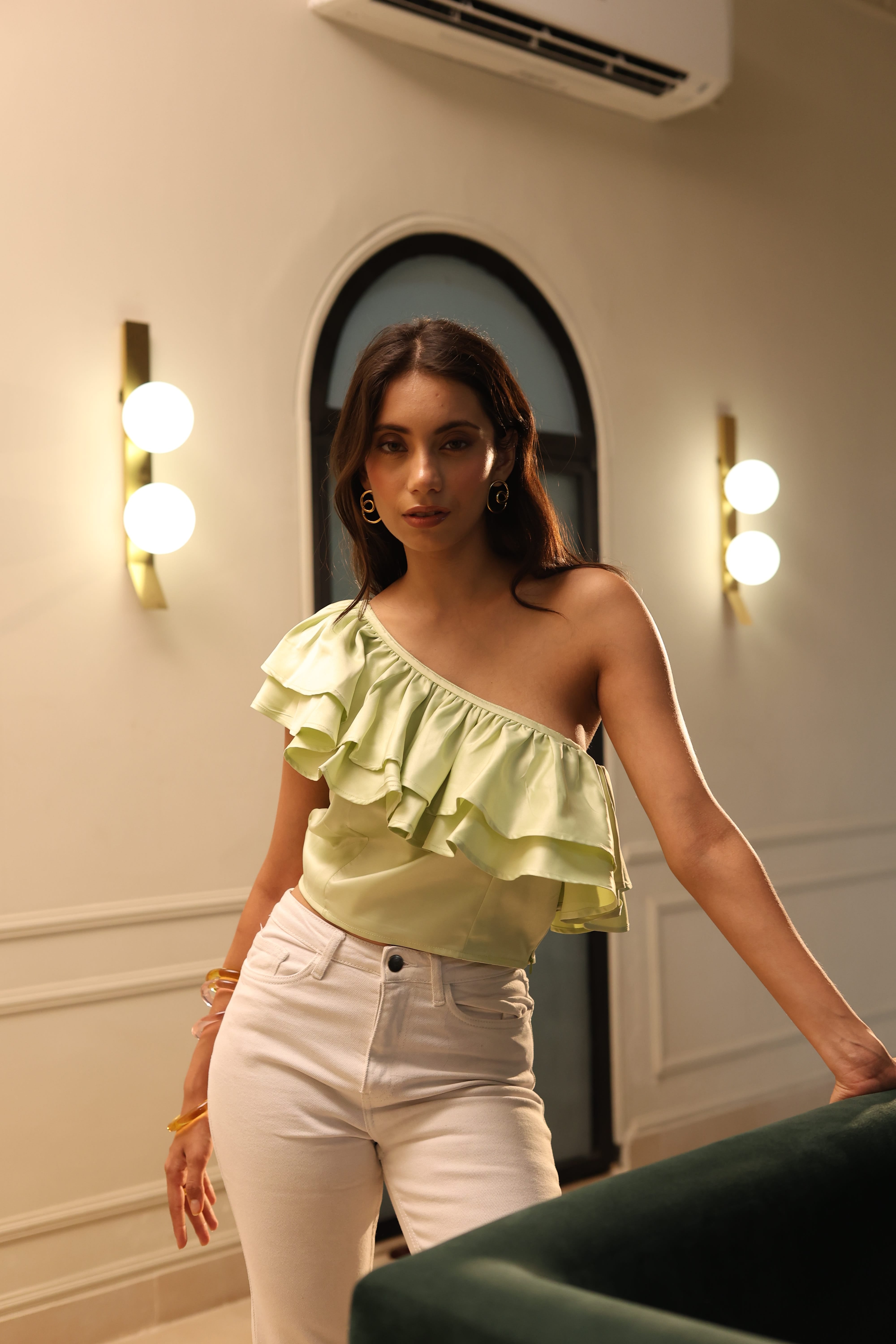 Eve One Shouler Top - Light Green