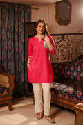 noor cotton linen gota patti kurti co ord- rani pink