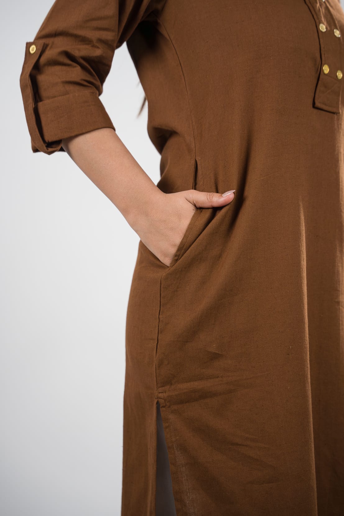 Sunehri Kurta - Mocha