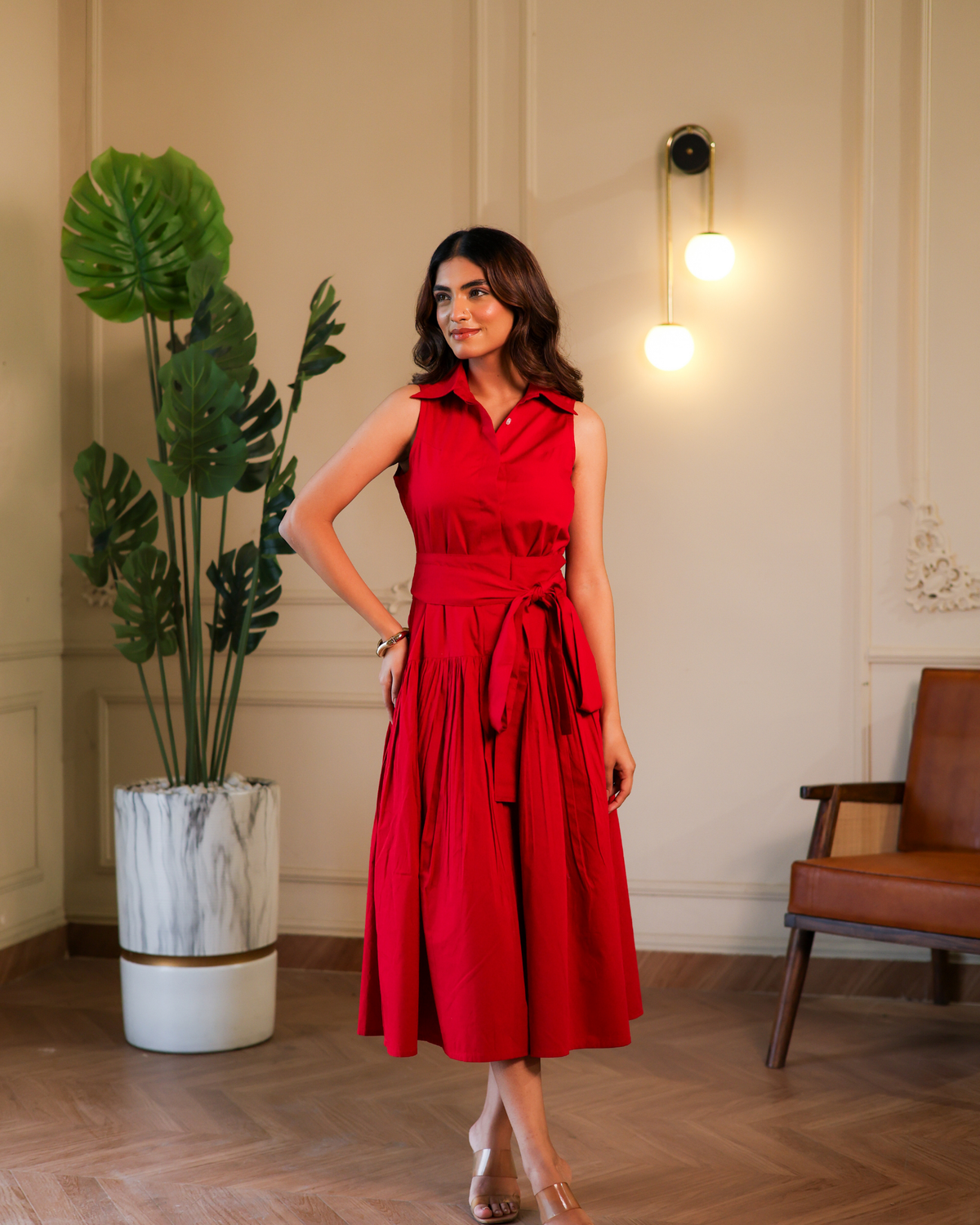 Noa Midi Dress - Red