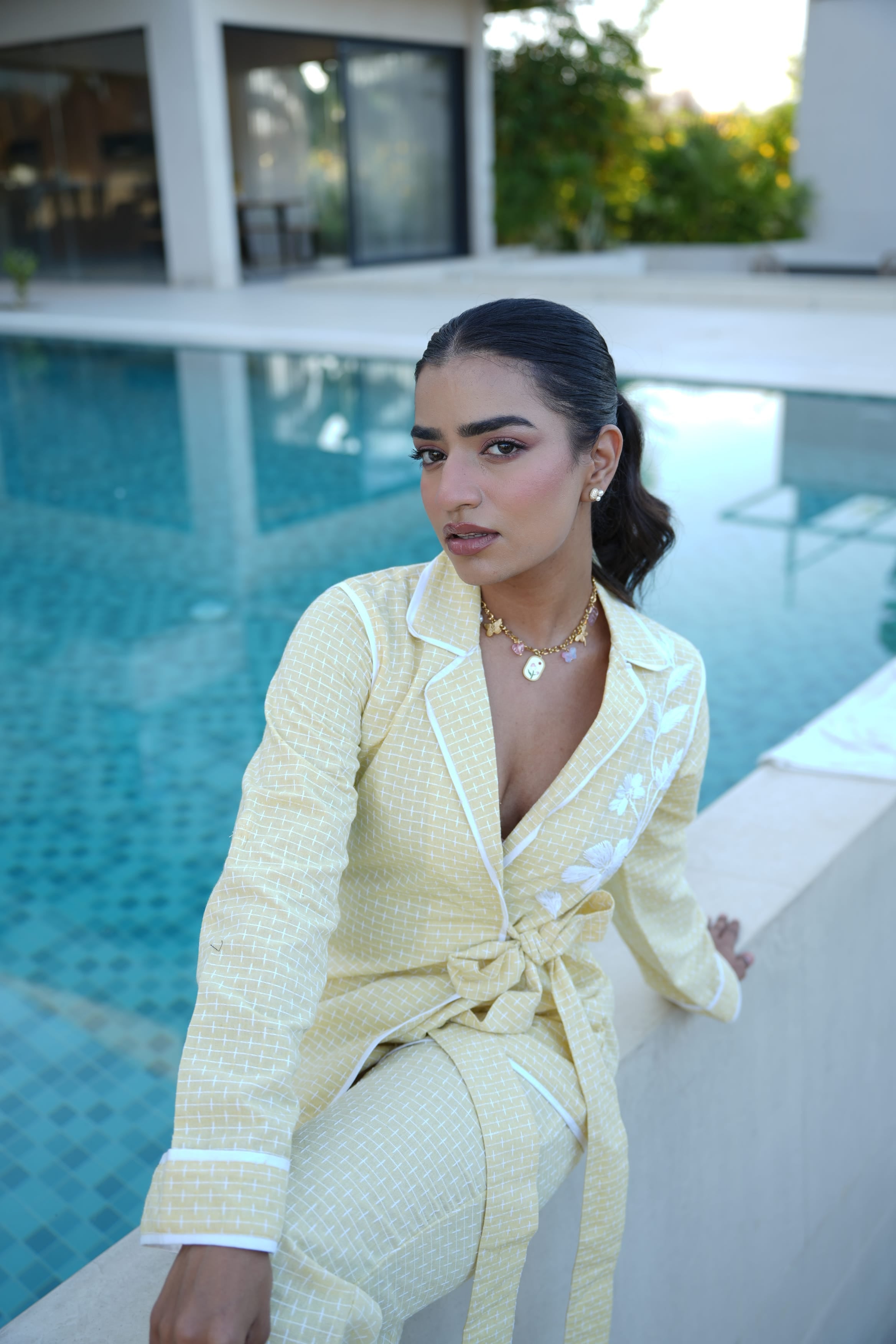 Rhea Embroidered Set - Butter Yellow