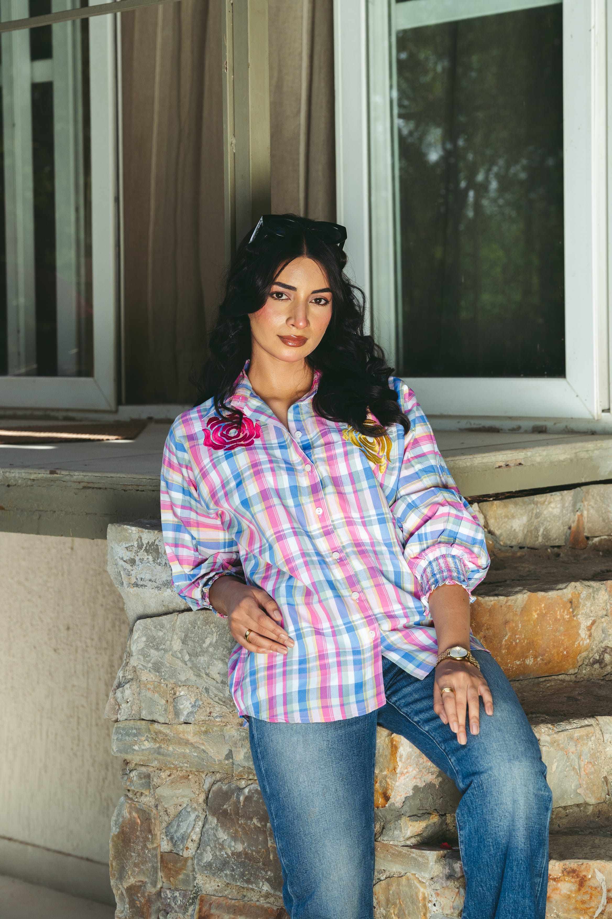 Embroidered Relaxed Fit Shirt - Blue