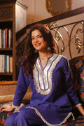 Zoya gota patti cotton farshi salwar co ord set - blue