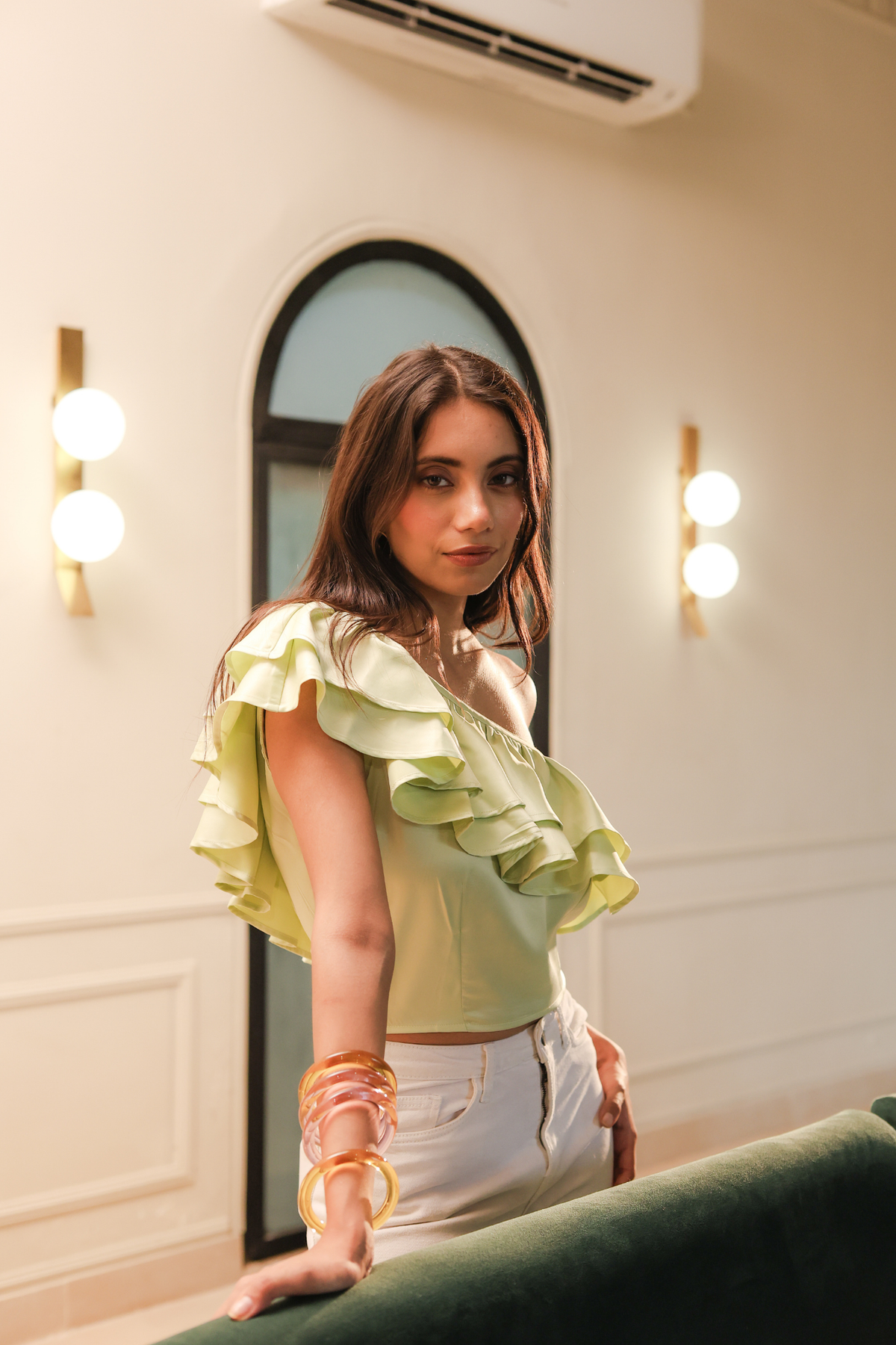 Eve One Shoulder Top - Light Green