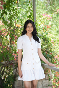 Textured Button-Down Dress - Ivory Confetti