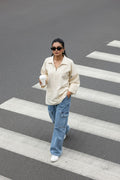 Zip-up Tunic Top - Ecru