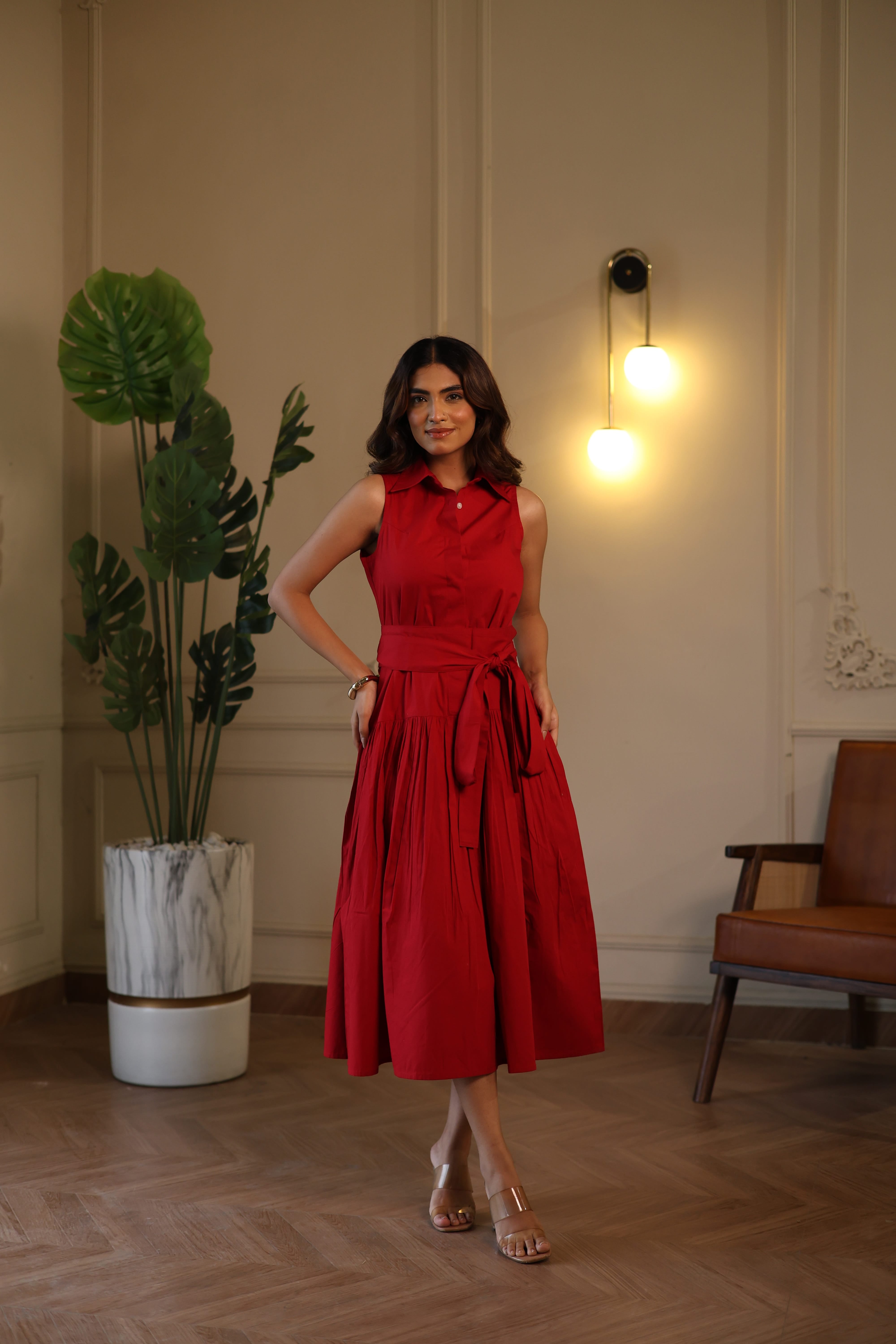 Noa Midi Dress - Red